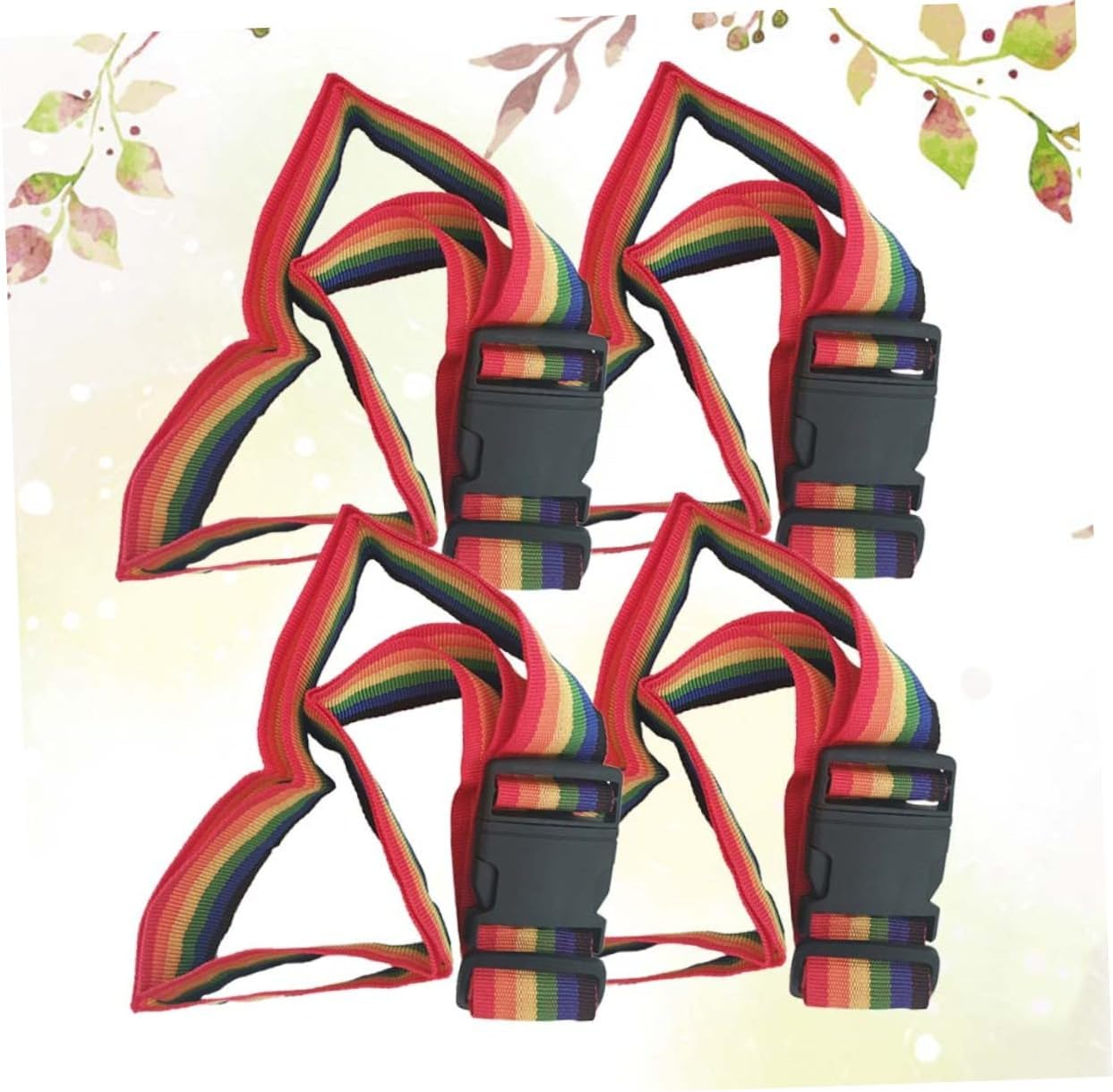 GLEAVI 4Pcs Rainbow Luggage Straps Sturdy Buckle for Suitcases and Bags Colorful Travel Packing Straps for Secure Bundling image number 5