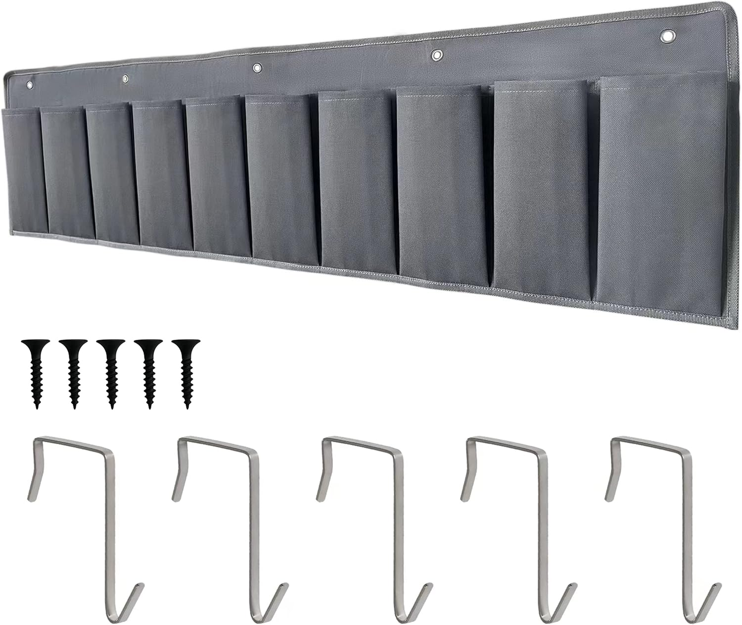 RVZONE RV Shoe Pockets 10 Pockets Heavy Hanging Bedside Storage Organizer with Sturdy Hooks Storage Pockets Hangs on Bed for Shoes Toys and Tool Accessories