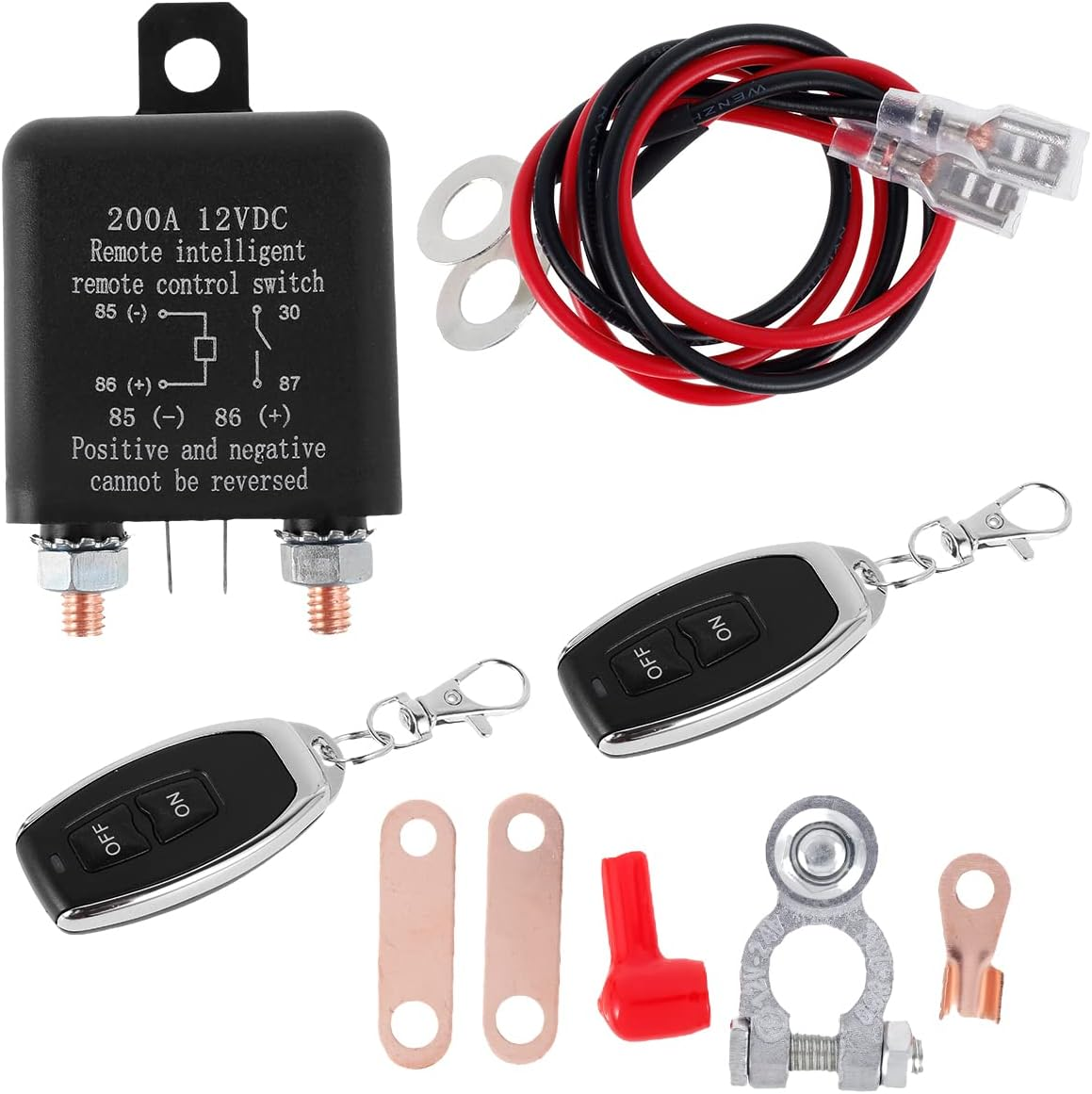 Double Remote Car Battery Disconnect Relay - 12V Disconnect Relay Anti-Theft Battery Shut off Switch Isolator image number 6