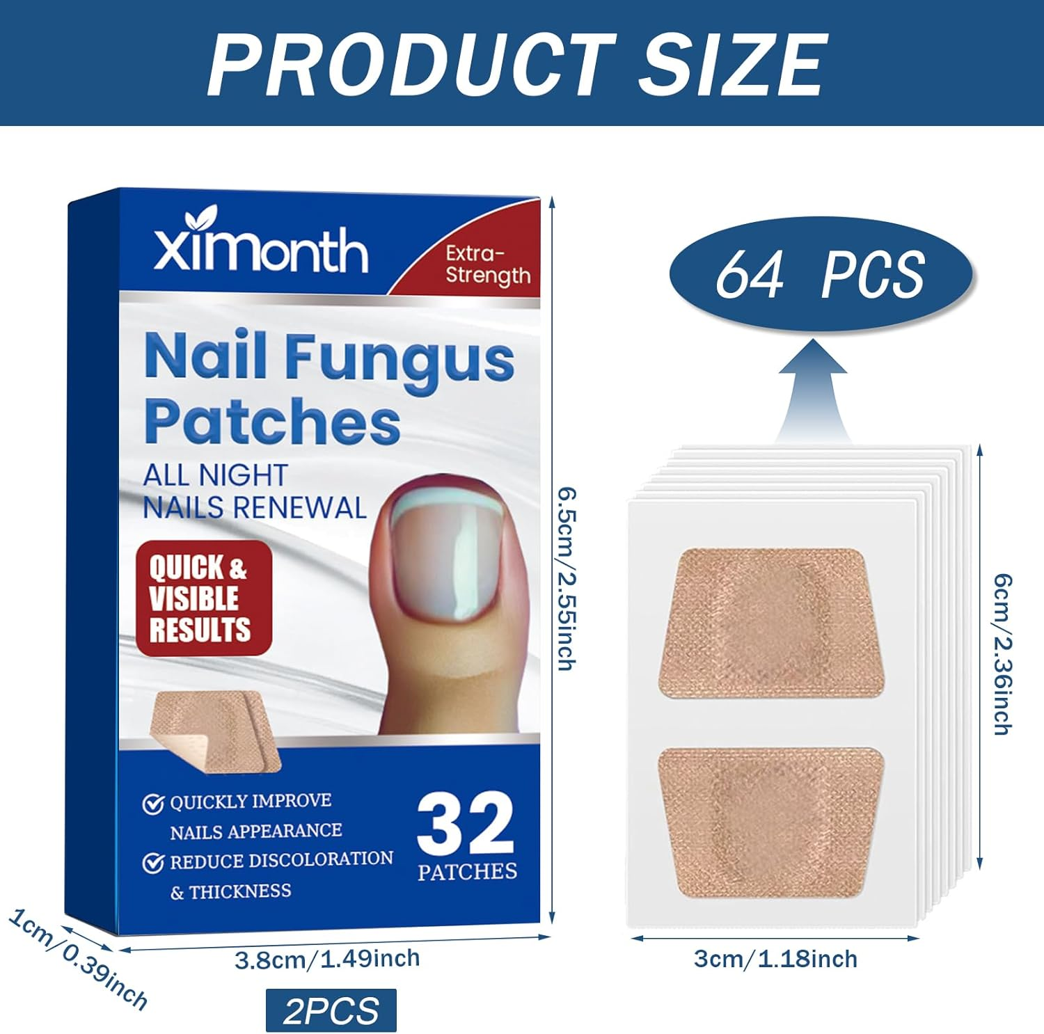 64 Pieces Nail Plasters Multipurpose Nail Care Pads for the Appearance of Damaged or Discolored Nails image number 1