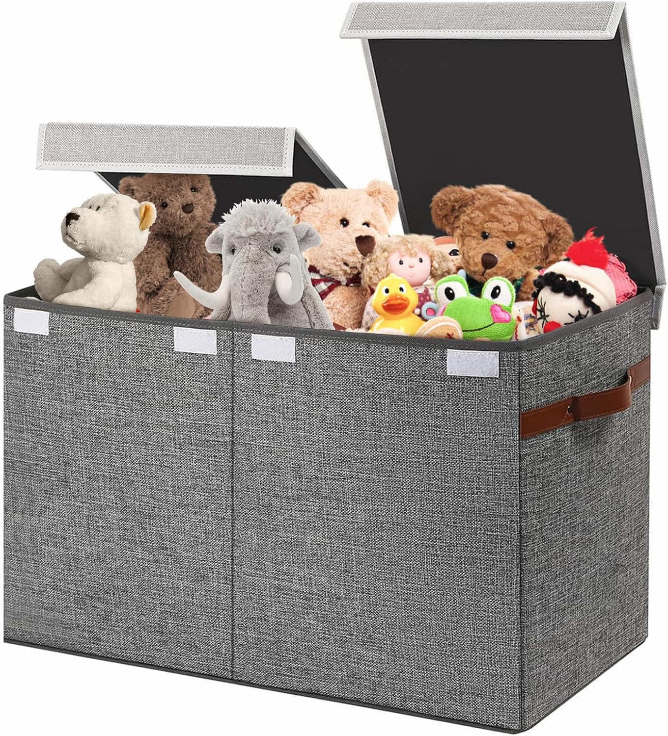 DAWNTREES Large Toy Box Storage Box, Foldable Children'S Storage Box with Flap for Toys, Playroom Storage, Nursery 63X40X34Cm (Beige)