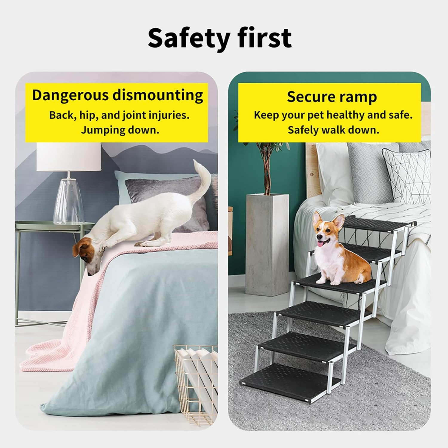 Pawz Folding Dog Stairs for Large Dogs - Portable 6-Step Steel Pet Ramp for Cars, Suvs, Trucks, with Non-Slip Reinforced Steps, Adjustable Height, Supports up to 90KG image number 2