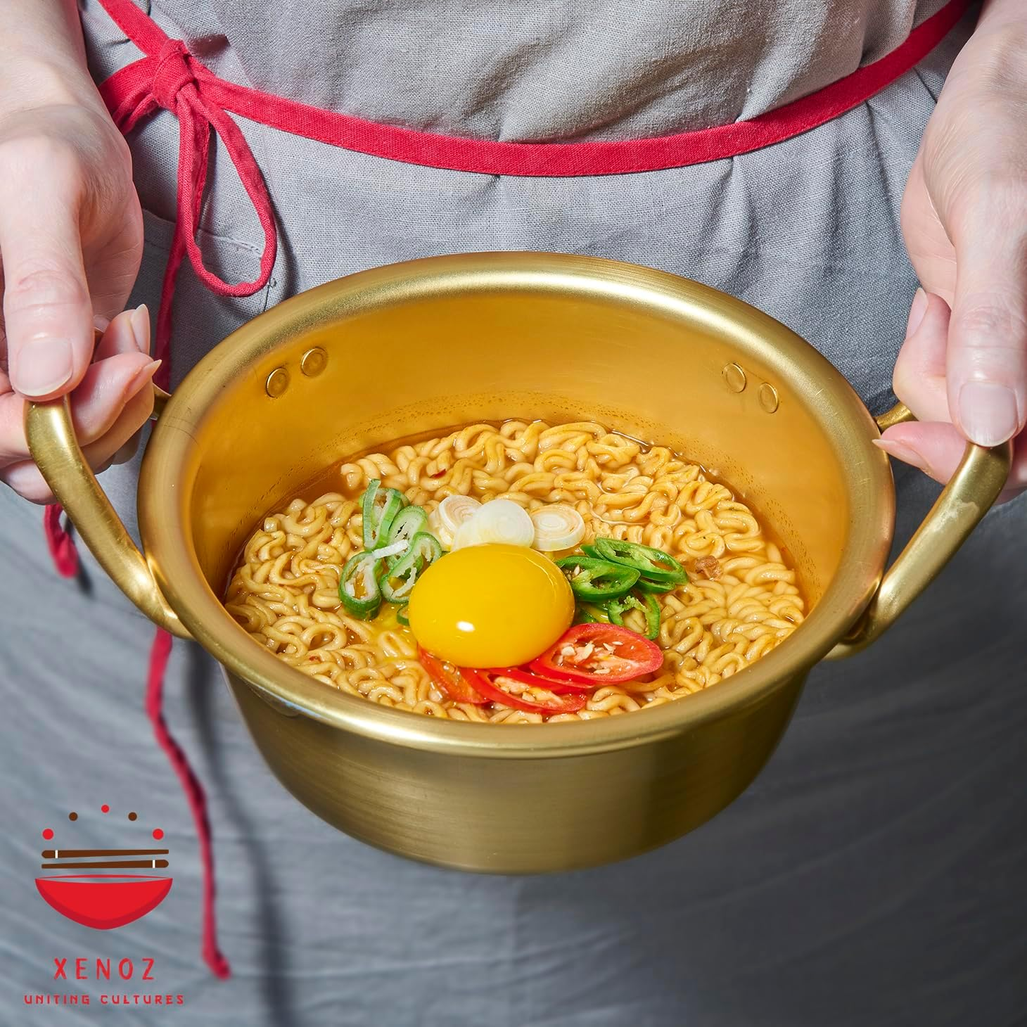 Ramen Pot with Chopsticks, Spoon & Bowl Set | Portable Rapid Ramen Cooker, Easy Cook Pot, Korean Style Egg Cooker, Instant Pot for Quick Noodles, Cooking Pot for Dorm & Travel | Made in Korea | 1Qt image number 1