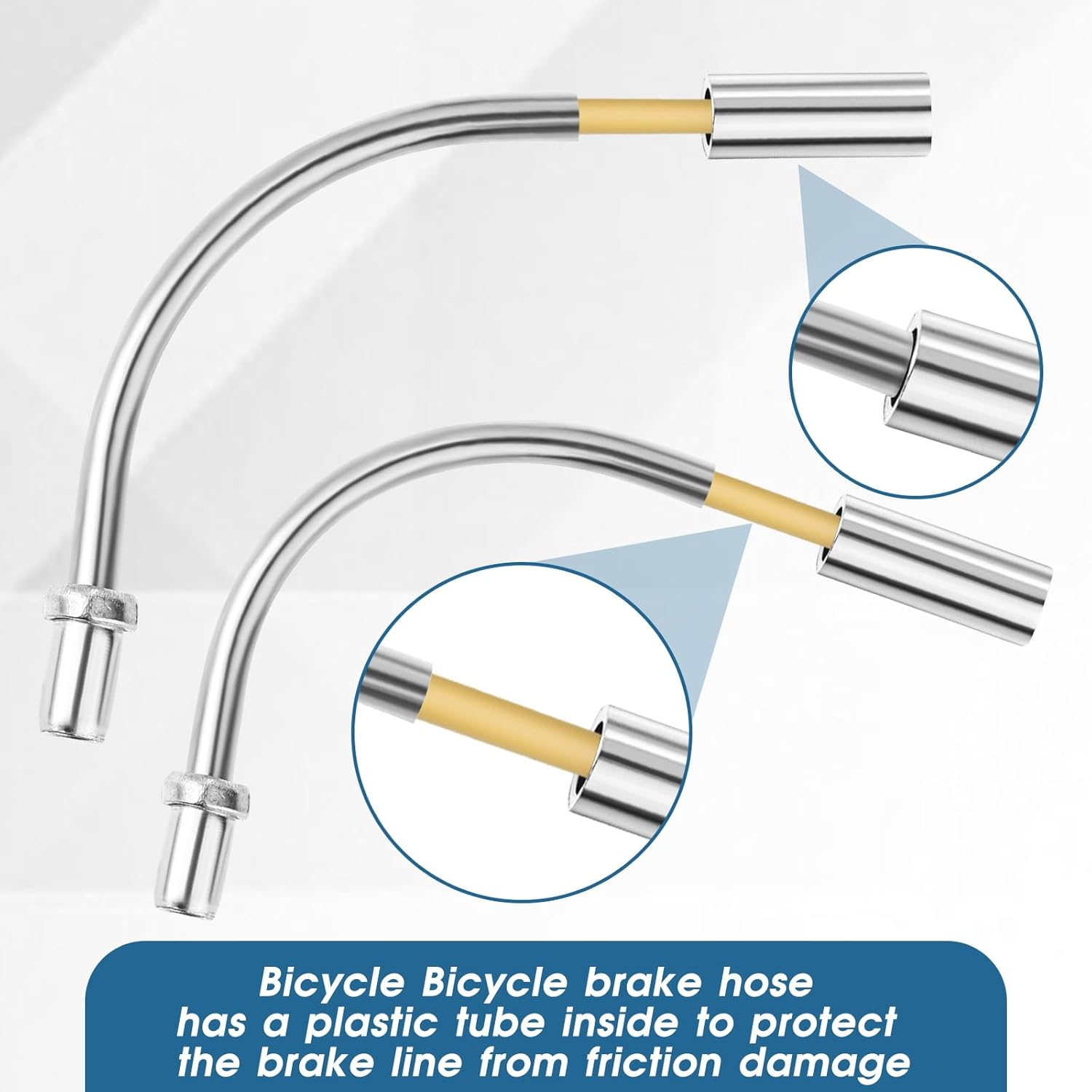 Trinkrittey Bike Brake Noodle Cable Guide Pipe Set - 8 Pcs (4X 90&deg; Bend Pipes + 4X Rubber Boots) - Silver - Plastic & Stainless Steel - Fits Most Bicycles - Easy Installation image number 3