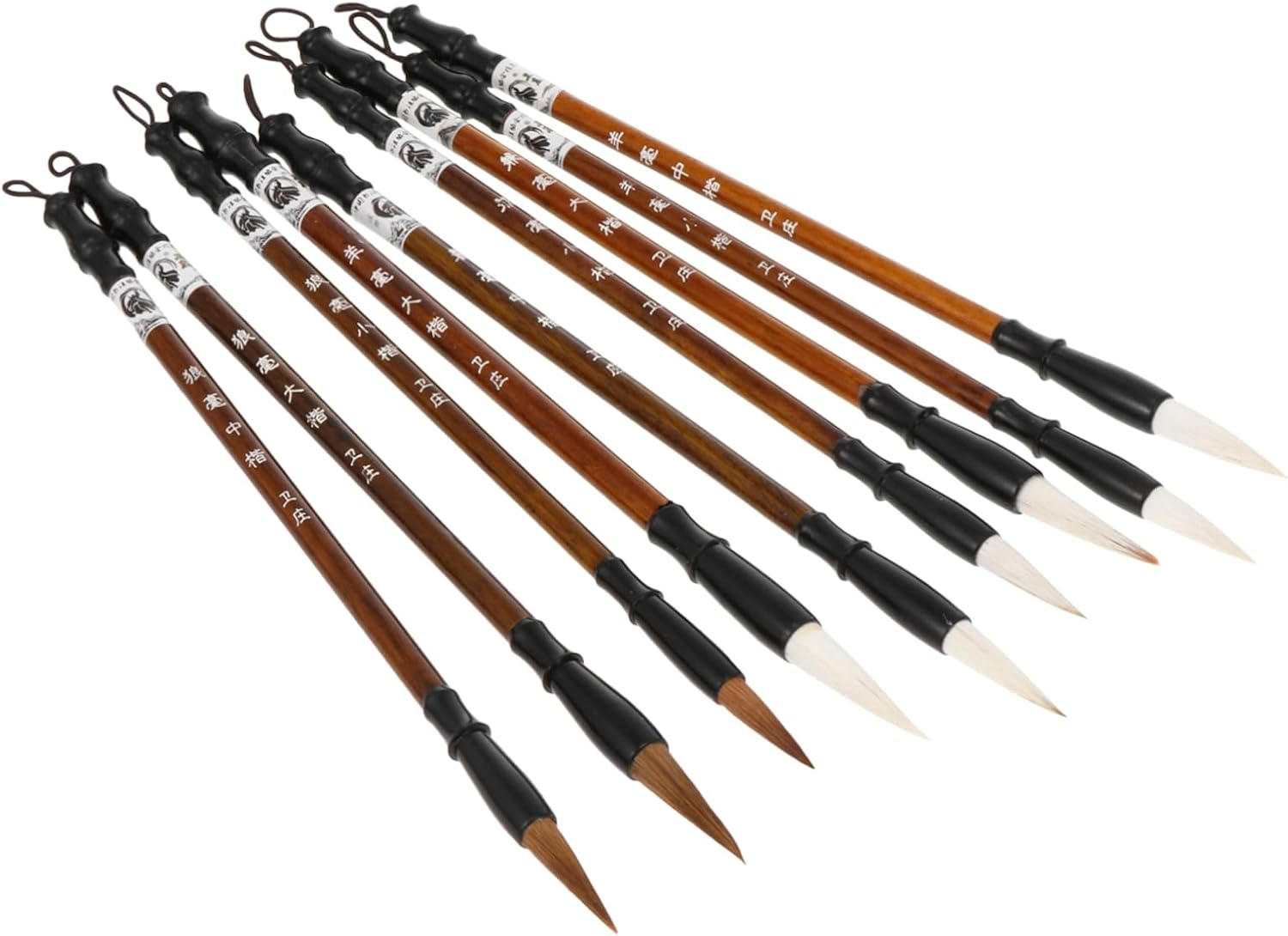 AUTSUPPL 9Pcs Portable Chinese Calligraphy Brush Light Brown Painting Pens for Traditional Calligraphy and Art for Chinese Ink Painting and Watercolor Techniques image number 4