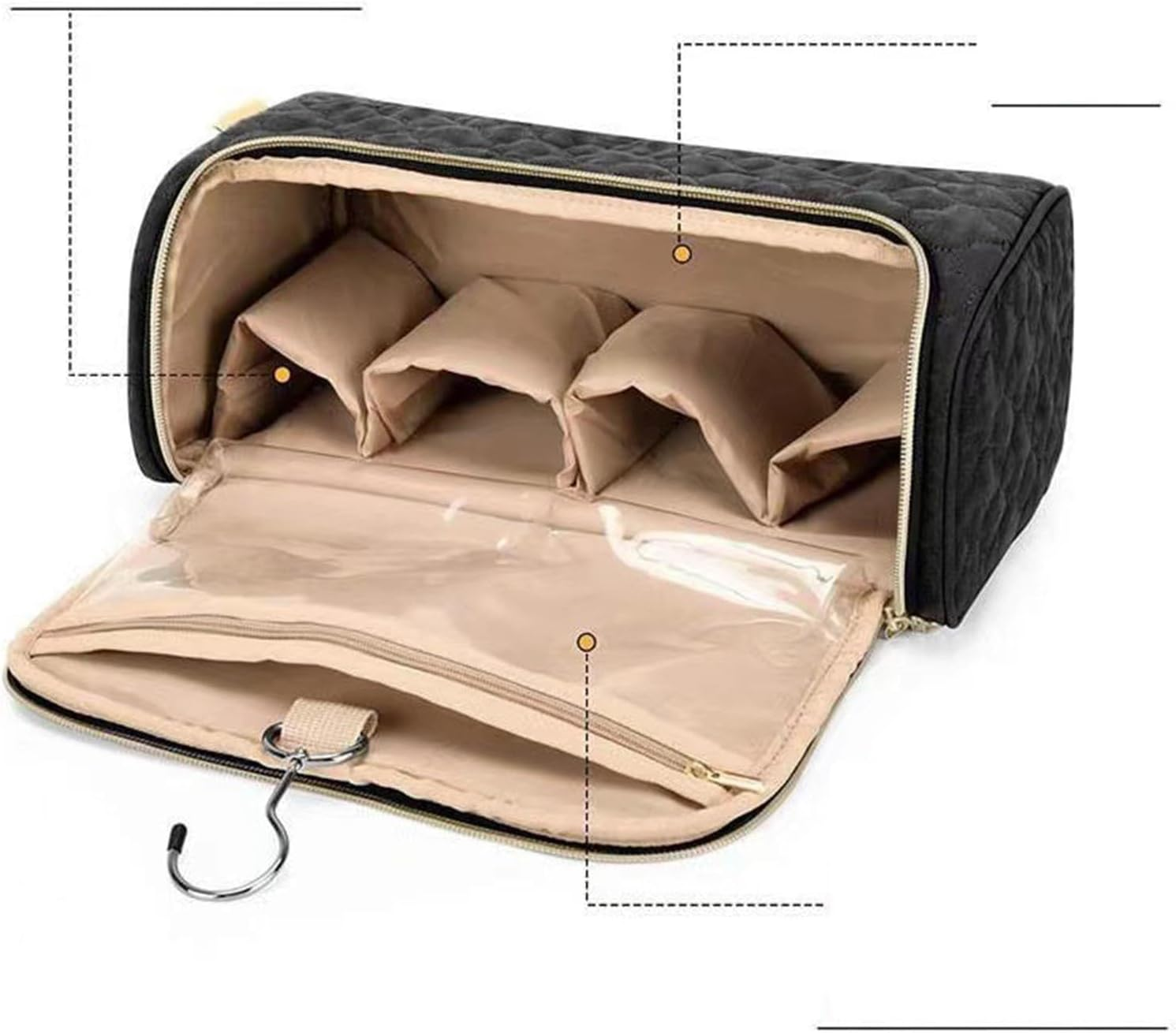 Generic Hair Curler and Accessories Storage Bag, Hair Tools Organizer, Protection Travel Case for Styler and Attachments Portable, Black