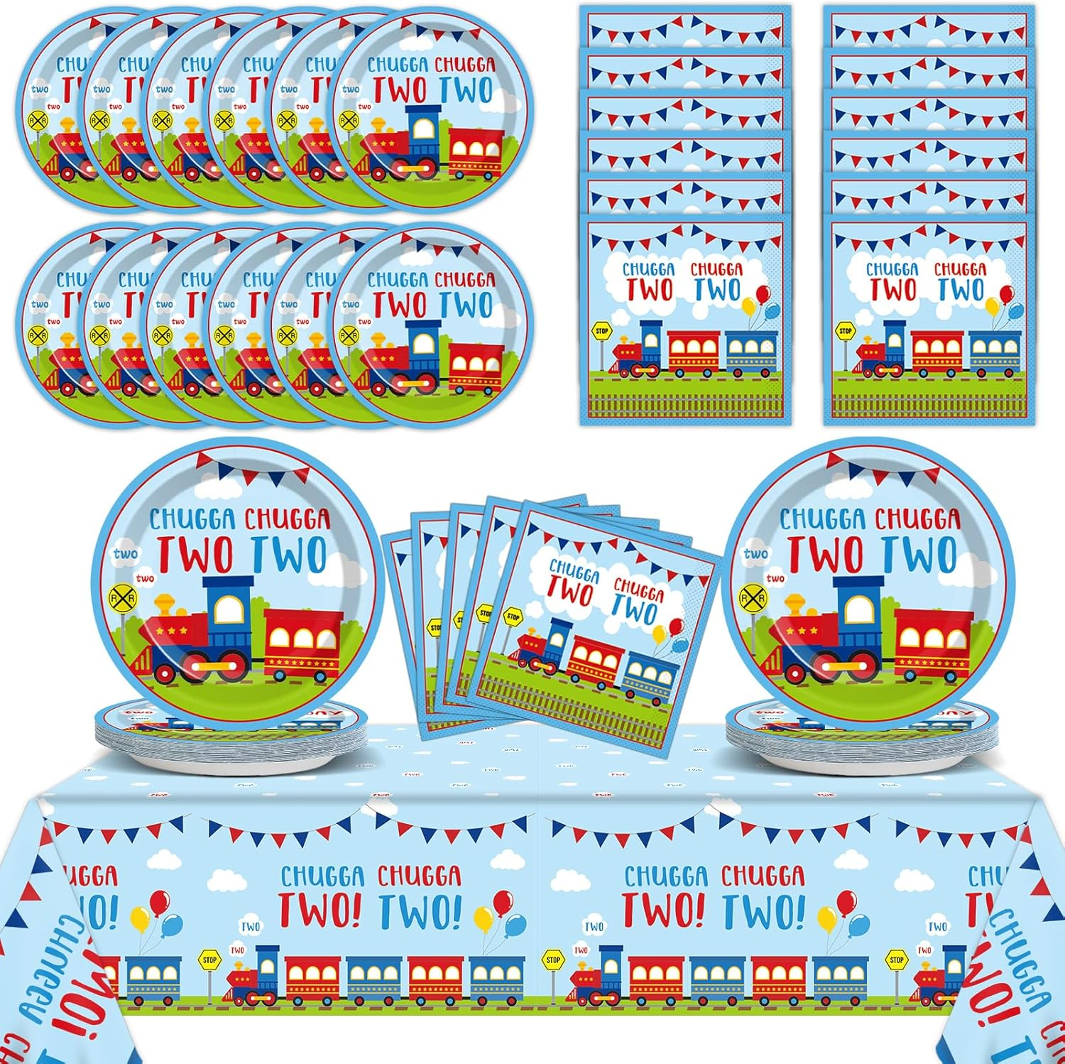 Two Fast Birthday Party Supplies Serves 24 Race Car 2Nd Party Paper Plates Napkins Set Racing Car Tablecloth Tableware Kit for Two Years Old Party Baby Shower Decorations Favors for Boys, Serve 24 image number 4