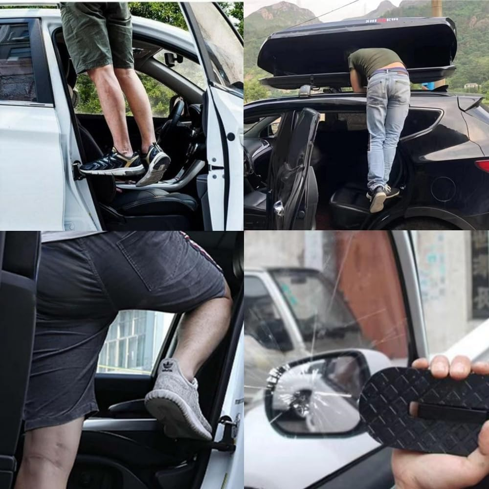 GYWHOOFT 2 Pcs Car Door Step,Car Doorstep Vehicle Hooked Folding Ladder.Car Multi-Functional Latch Door Step Overlanding Gear,Rack Car Awning Accessories,Easy Roof Access Universal Fit for Most Car image number 1