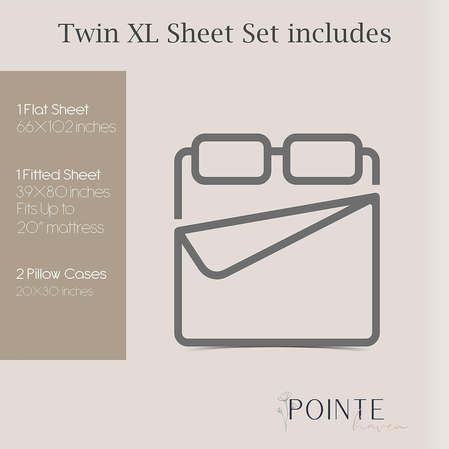 Pointehaven Bedding 3 Pieces Twin XL 100% Cotton Percale Sheets- Printed Bed Sheet & Pillowcase Sets- Soft Cotton Bed Sheets Set- Fits Mattress 18 Inches Deep Pocket (Twin XL, Cedar) image number 7