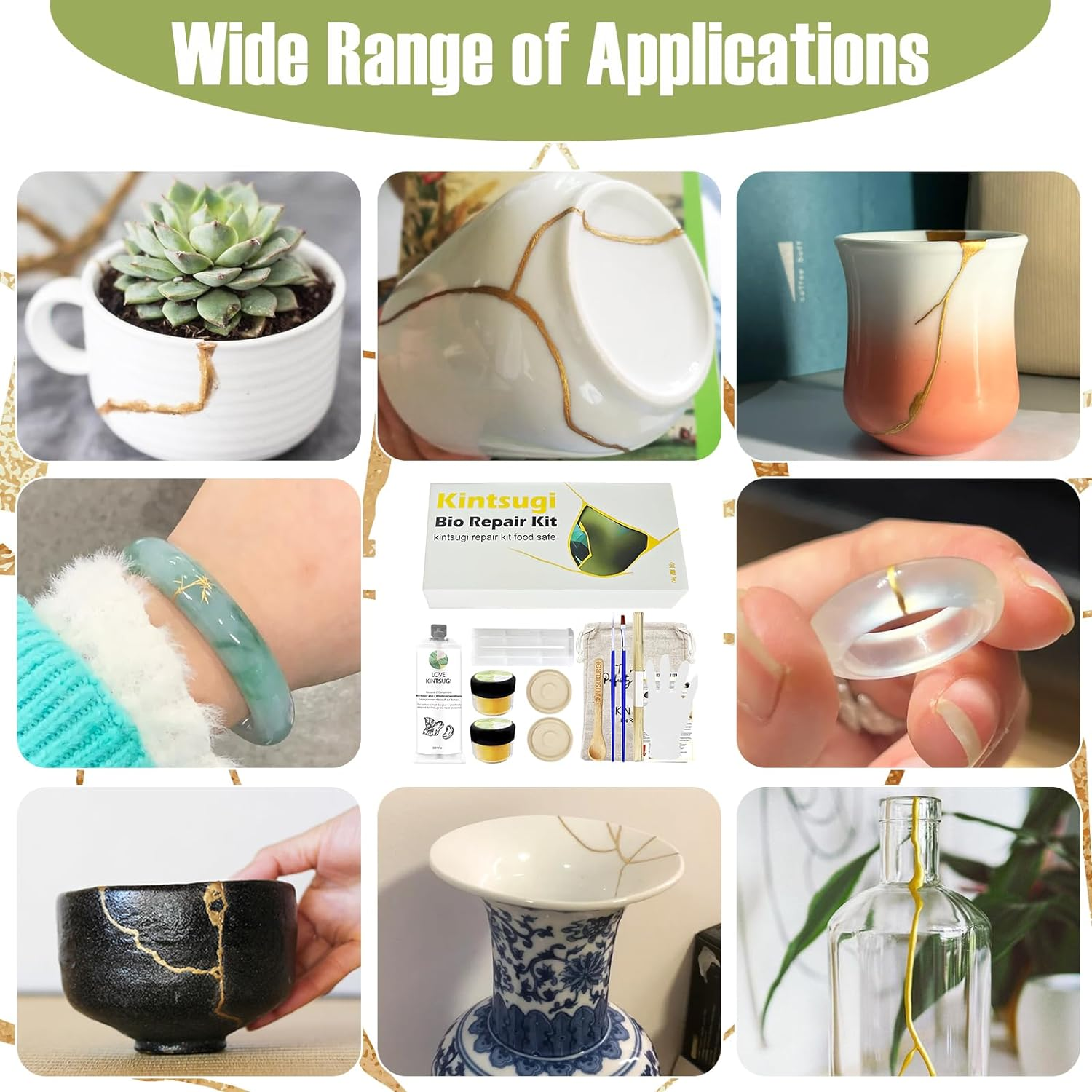 Kintsugi Repair Kit Gold，Kintsugi Repair Kit Food Safety Quickly Repair Your Precious and Meaningful Pottery，Japanese Gold Repair Kit Can Be Used to Repair Ceramics, Glass, Pottery image number 5