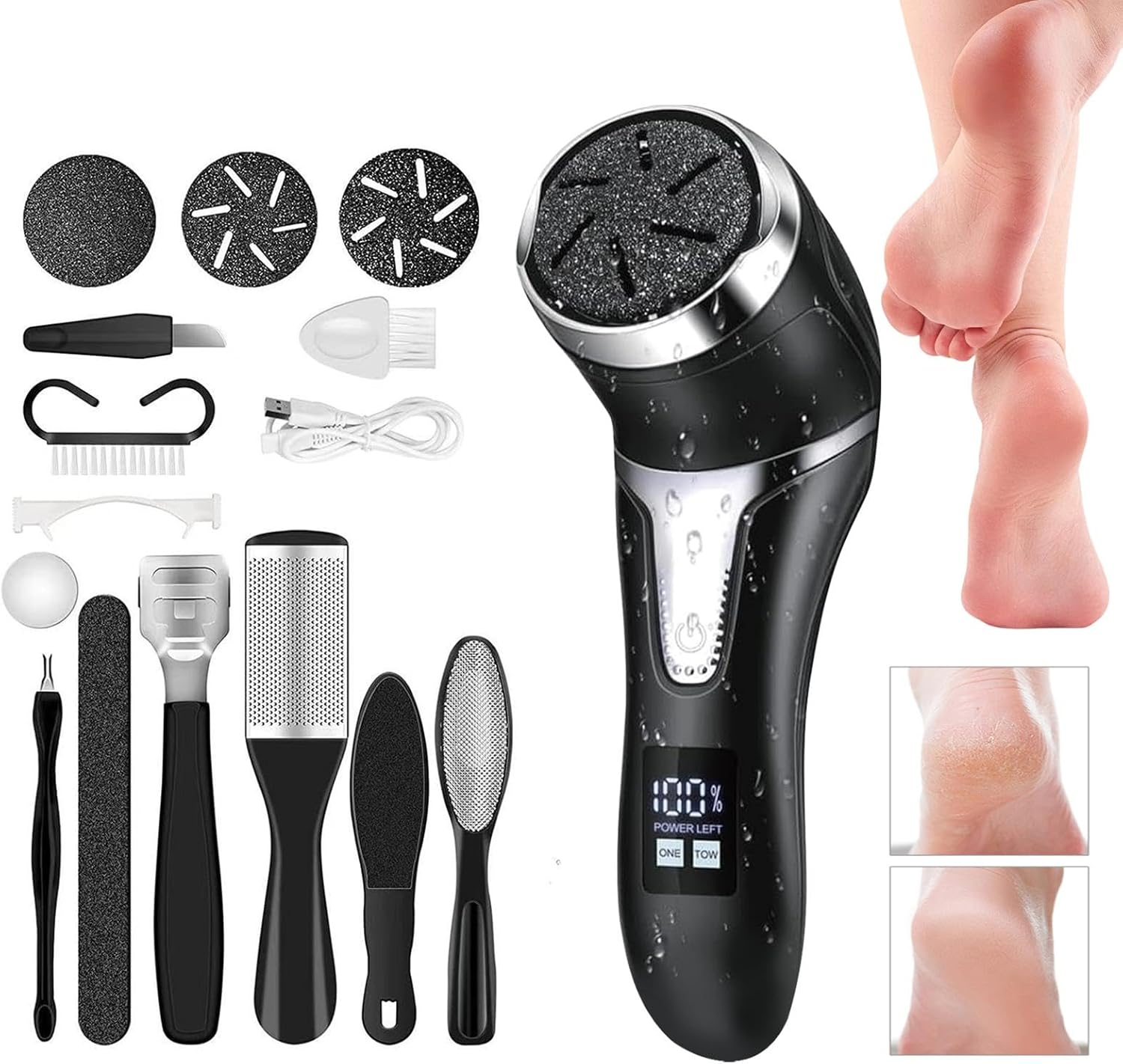 Eoixuqba Electric Foot File Manicure Pedicure Tool - Electric Foot Grinder - LED Display Professional Feet Tools for Dead, Hard Cracked Dry Skin image number 6