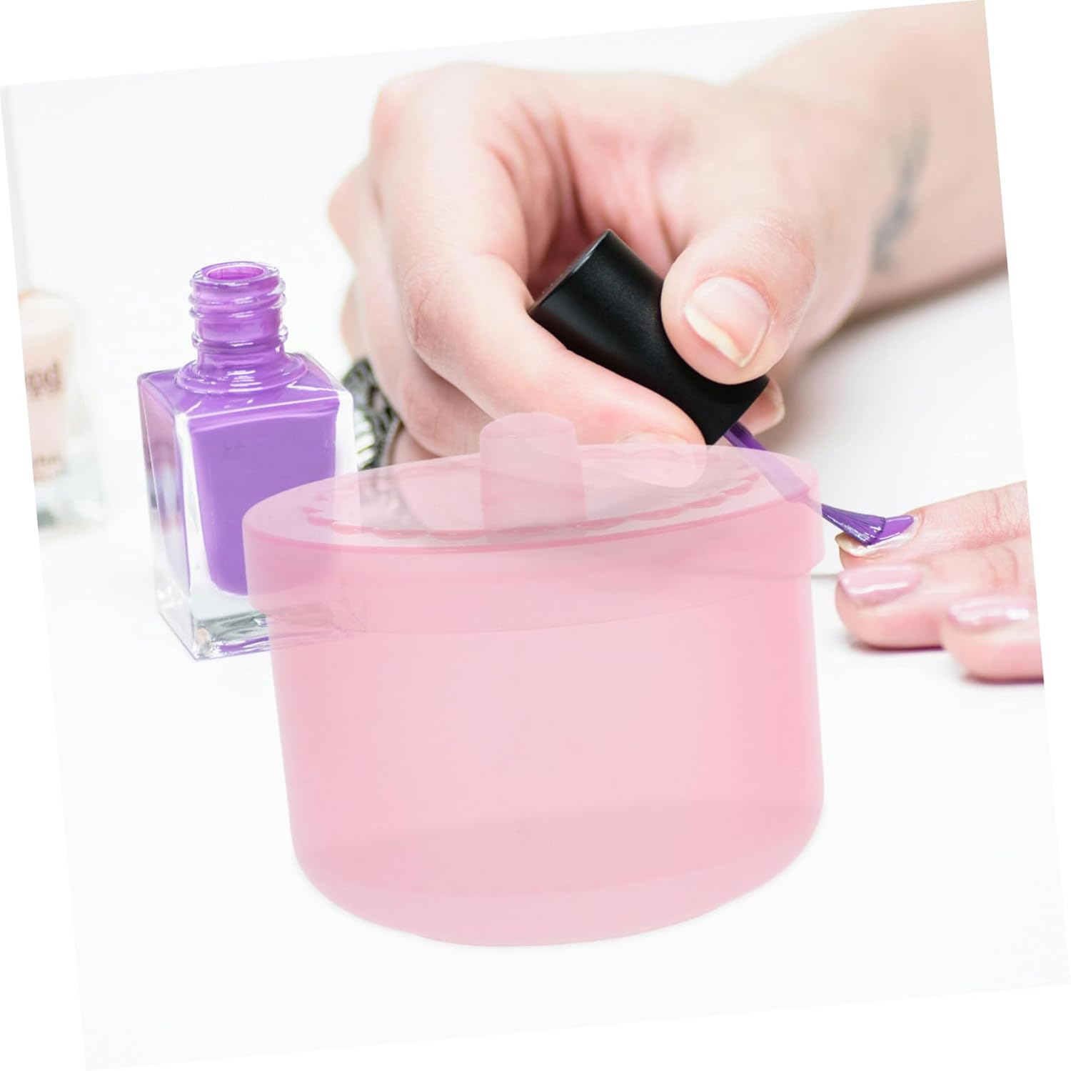 FONDOTIN 2Pcs Nail Art Tools Cleaner Case with Dual Filter for Manicure and Pedicure Plastic Organizer Box for Tweezers Compact Sterilizer Tray for Nail Professionals and Home Use