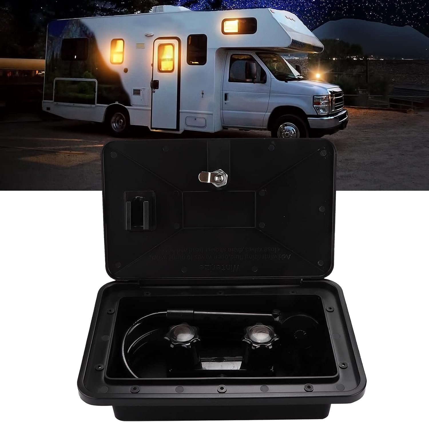 RV Exterior Shower Box Kit, RV Camper Exterior Shower Box Set, Hot Cold Water Adjustable with Hose Lock Keys for Motorhome Caravan Out Side Shower Replacement image number 5