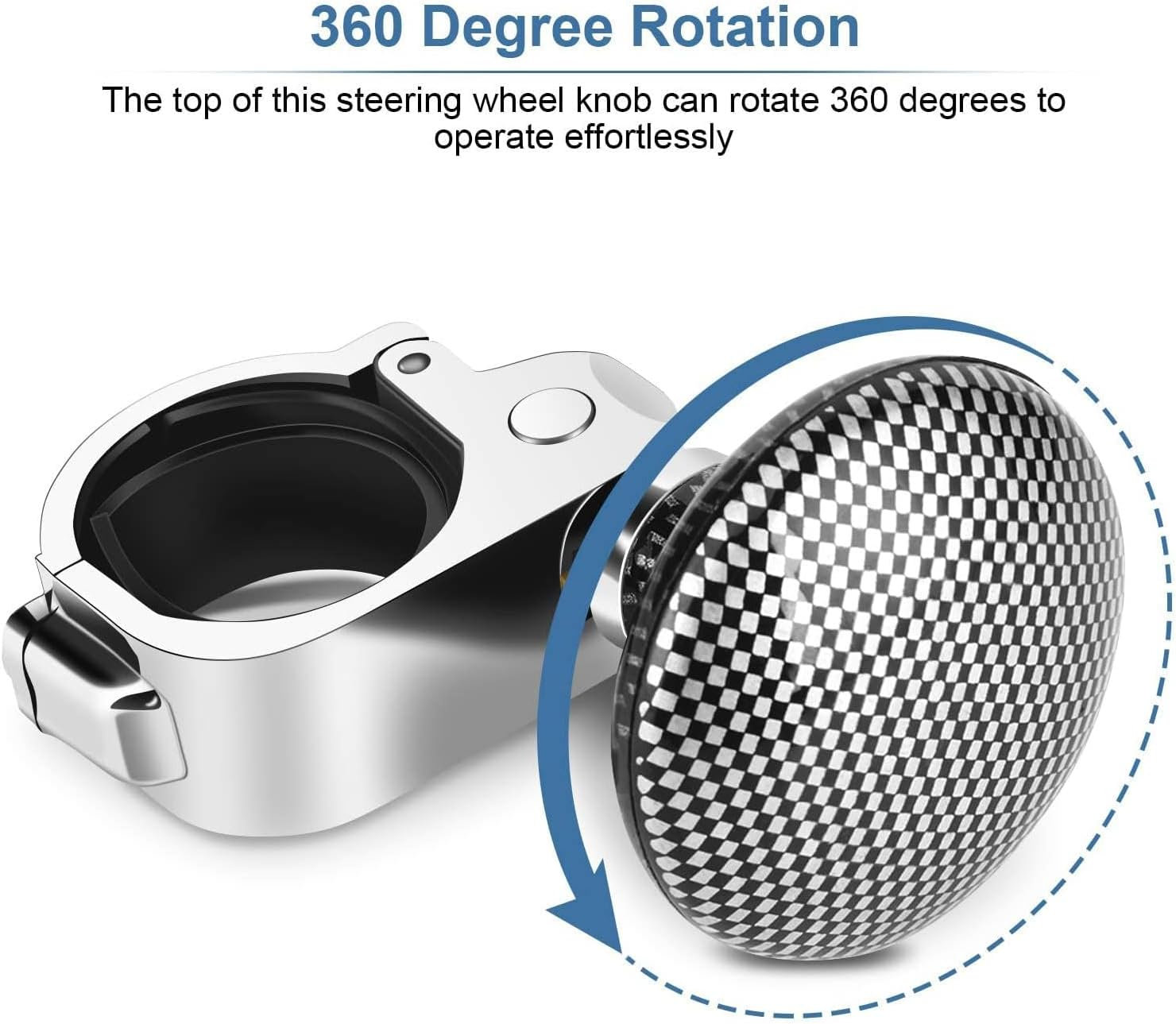 Qioon Car Steering Wheel Knob, Universal Steering Wheel Spinner Assist Knob for Disabled Drivers, Handle Ball for Cars, Trucks, Semis, Tractors, Boats (Black Plaid) image number 5