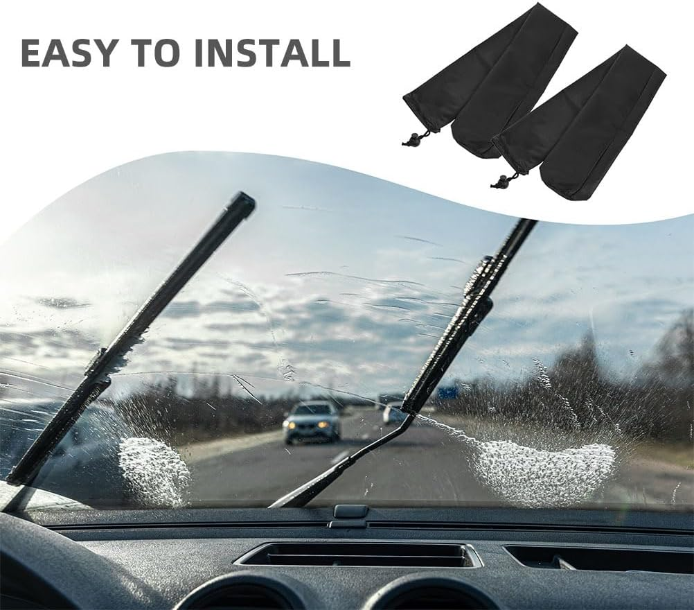 Car Wiper Covers - ULTECHNOVO 2 Pairs Car Wiper Dust Protectors, Black Polyester - 190T 67 * 10Cm image number 5