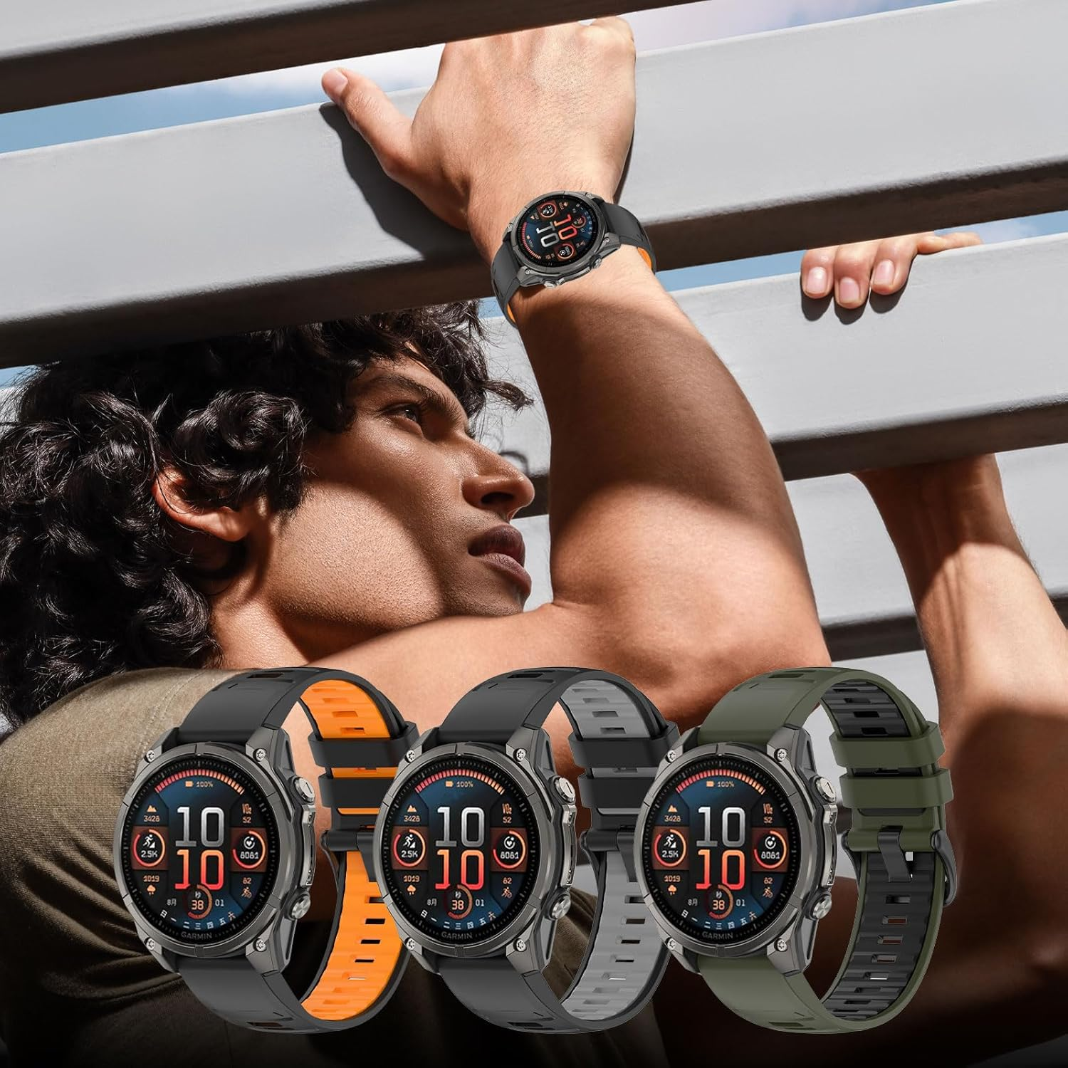Compatible with Garmin Fenix 8 AMOLED 47Mm Silicone Watch Band/Fenix 7 Pro/7/6 Pro/6/5 Plus/5,Quick-Fit 22Mm Strap for Fenix E/Forerunner965 955/Descent G1/Approach S60 S62/Epix Pro 47Mm image number 3
