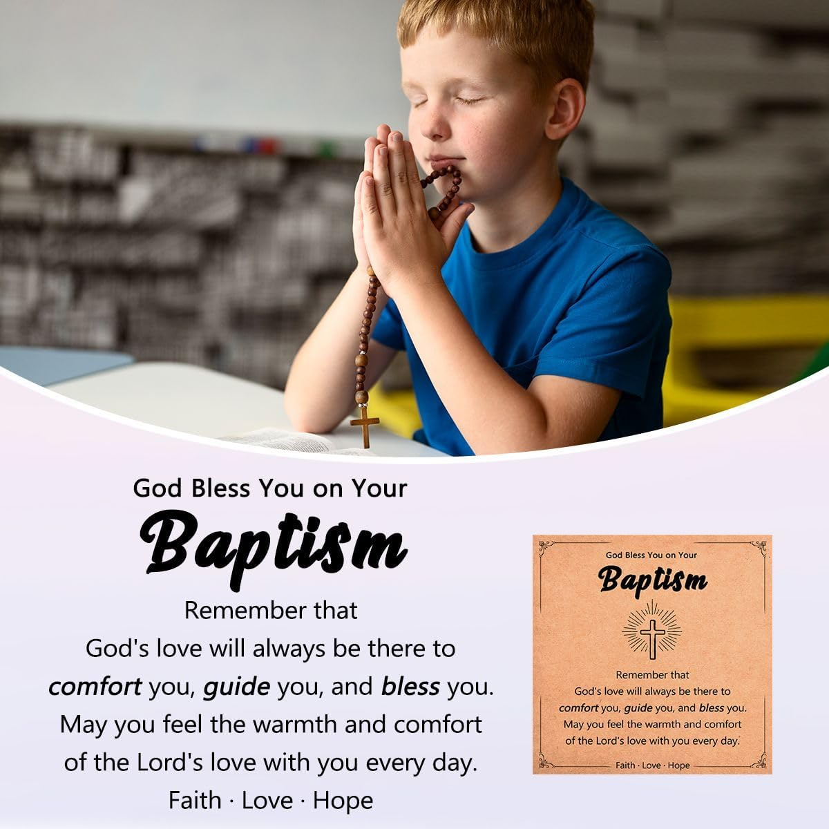 Leyung Baptism Confirmation First Holy Communion Christening Gifts for Boys, Stainless Steel Cross Necklace Gifts for Teen Boys Son Grandson Nephew Godson