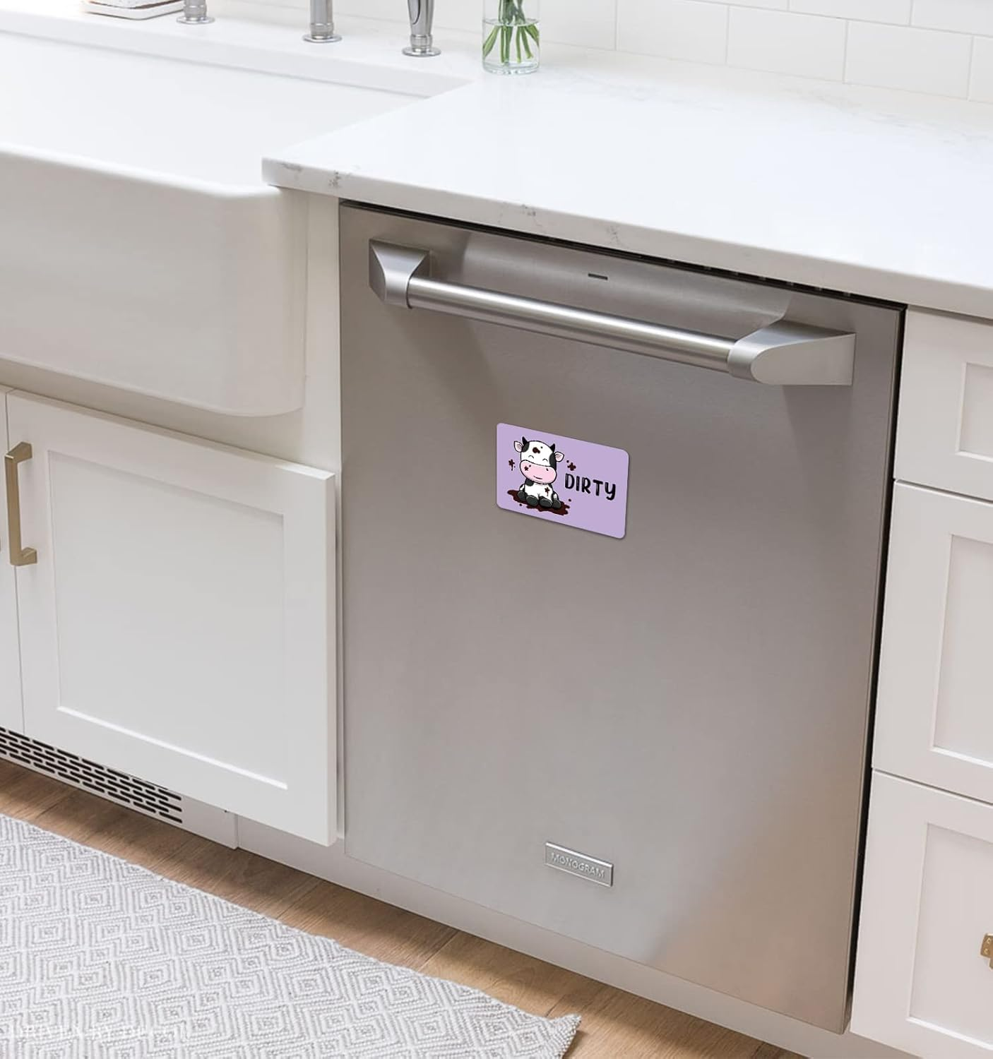 HSSPIRITZ Funny Cute Cow Cartoon Clean Dirty Dishwasher Magnet,Universal Kitchen Flip Sign Indicator,Refrigerator Dish Washer Laundry Accessories Decor Magnet for Mother'S Day (Cow) image number 1