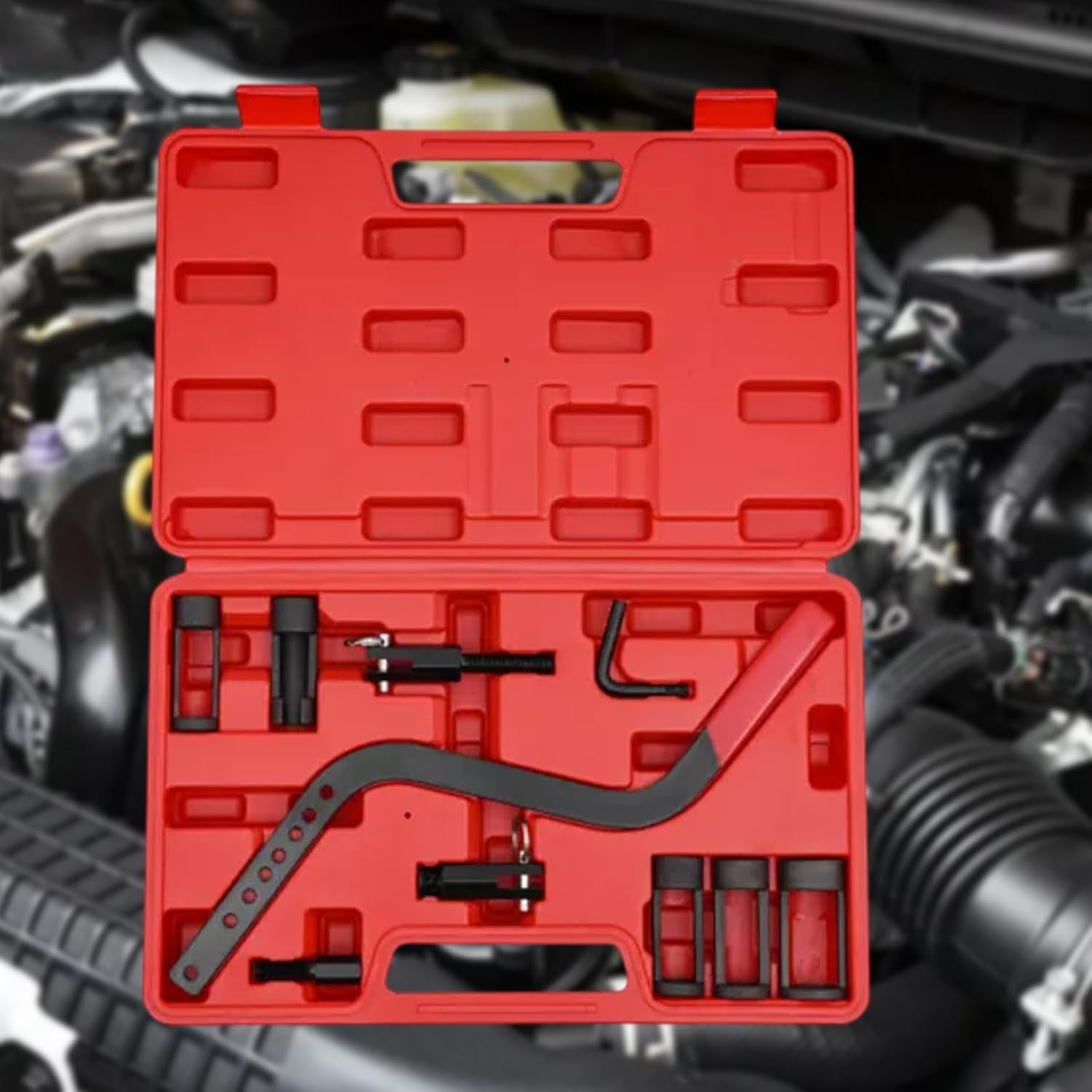 Doiyislem Valve Spring Compressor Tool, Valve Spring Compressor Tool Kit, Overhead Valve Spring Removal Tool Clamp Collet Pusher Adapter Installer Kit Clamp Vehicle Equipment For