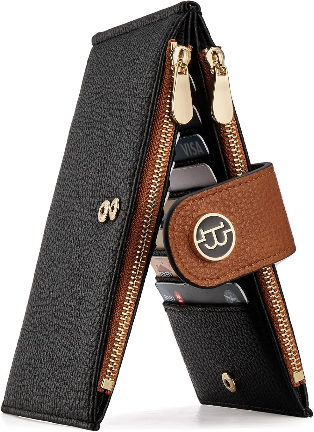 BOSTANTEN Womens Leather Wallets RFID Blocking Large Capacity Credit Cards Holder Phone Clutch Apricot