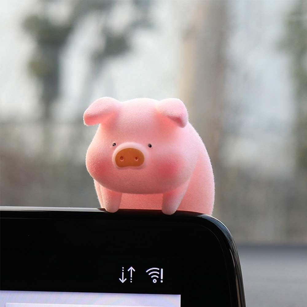 YGMONER LULU the Car Monitor Pig Decor - Cute Lucky Piggy Dashboard Companion for Car & Desktop Decorations (Piggy) - Piggy Pendant image number 2