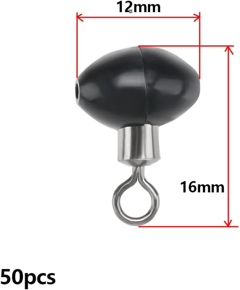 Ecsing 50 Pieces 12X16Mm Fishing Rolling Swivel Slider Bead Fishing Pulley Beads Fishing Tackle Zip Slidersfishing Tackle Running Slider Bead Swivel Connector, Black image number 6