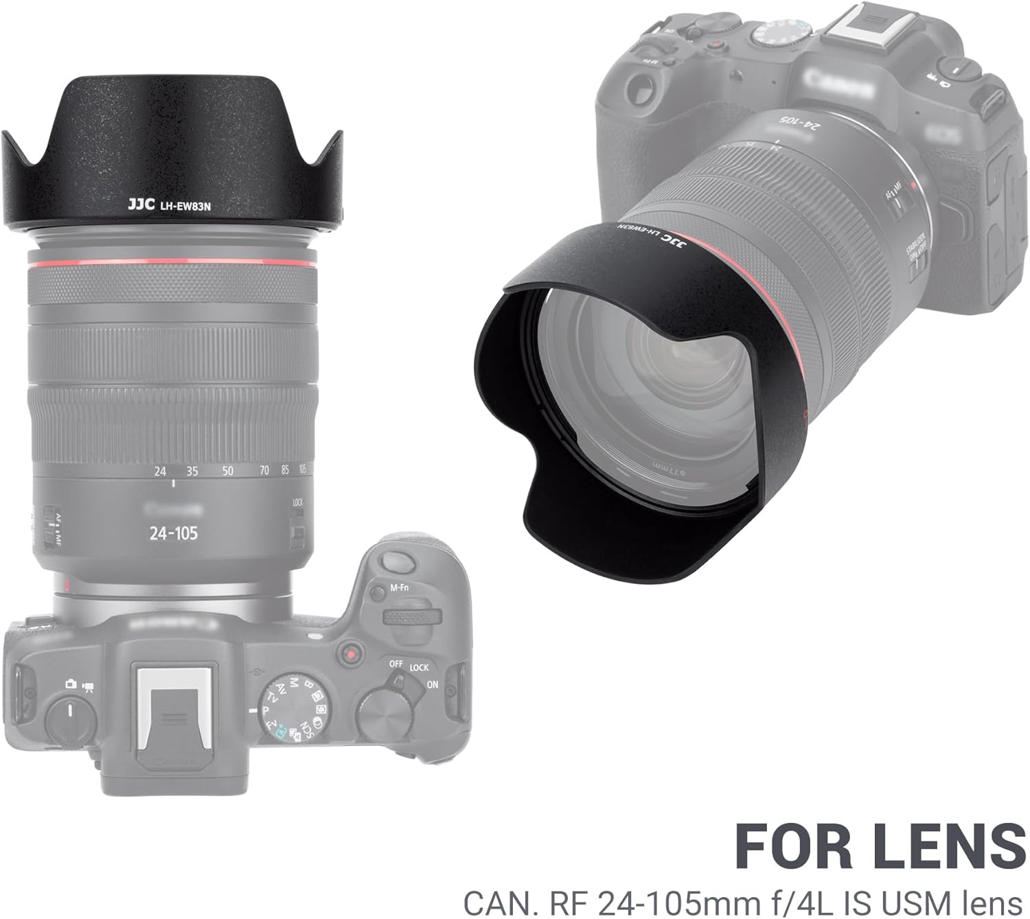 JJC EW-83N Reversible Lens Hood for Canon RF 24-105Mm F4L IS STM, Plastic, Zoom, 77Mm Filter, Lens Cap & Cleaning Cloth image number 5