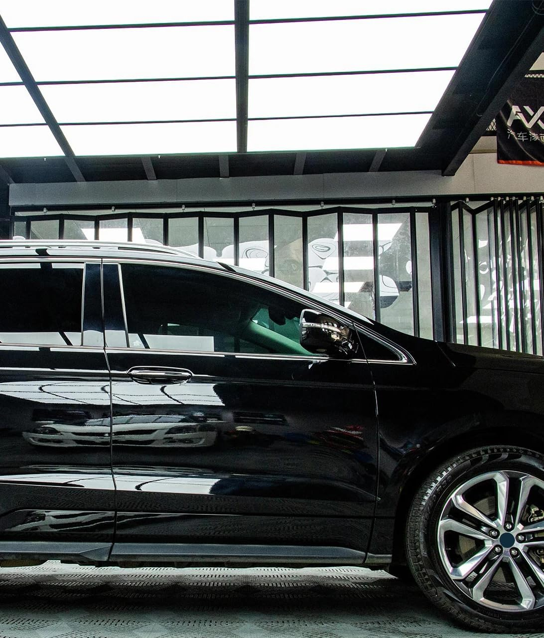 LZLRUN High Gloss Black Vinyl Wrap Self Adhesive Air Release Bubble - Outdoor Rated for Automotive Use Installation Tools Included (1FT X 5FT) image number 4