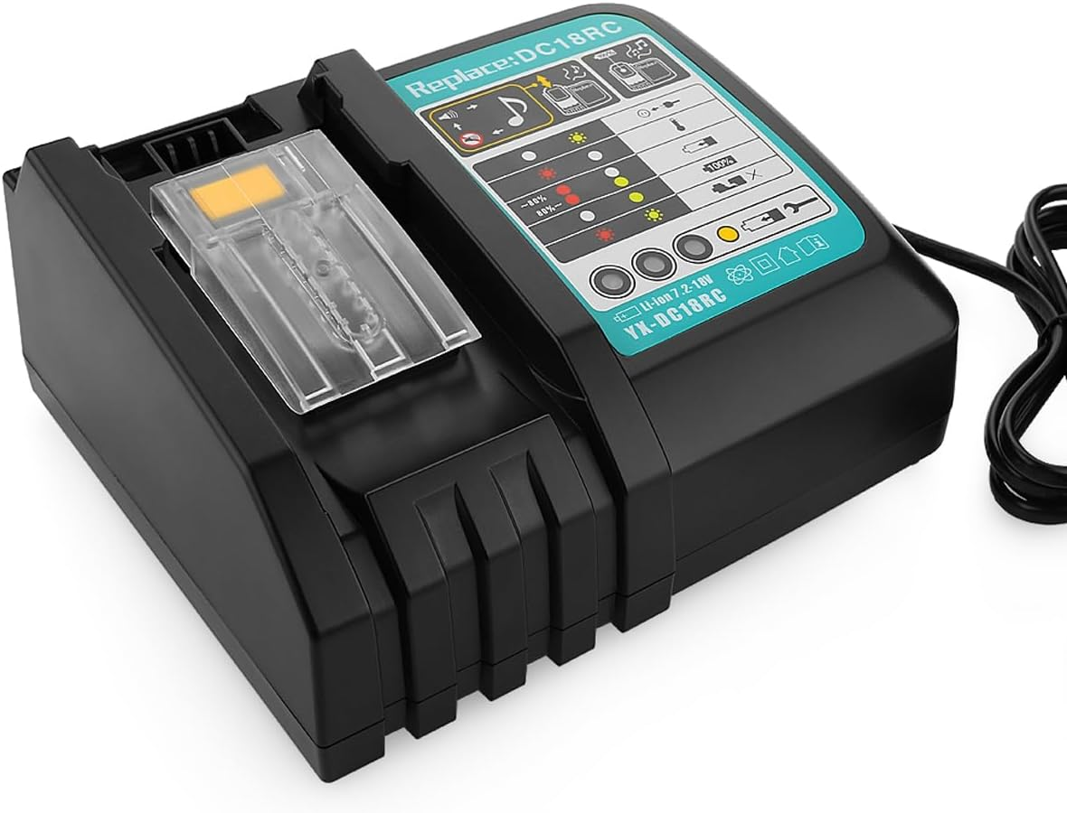 DC18RC DC18RD DC18RA Rapid Battery Charger, Compatible with Makita Tools 14.4V-18V LXT Li-Ion Battery BL1815 BL1820 BL1830 BL1850 BL1860 BL1840 BL1430 BL1415 image number 4