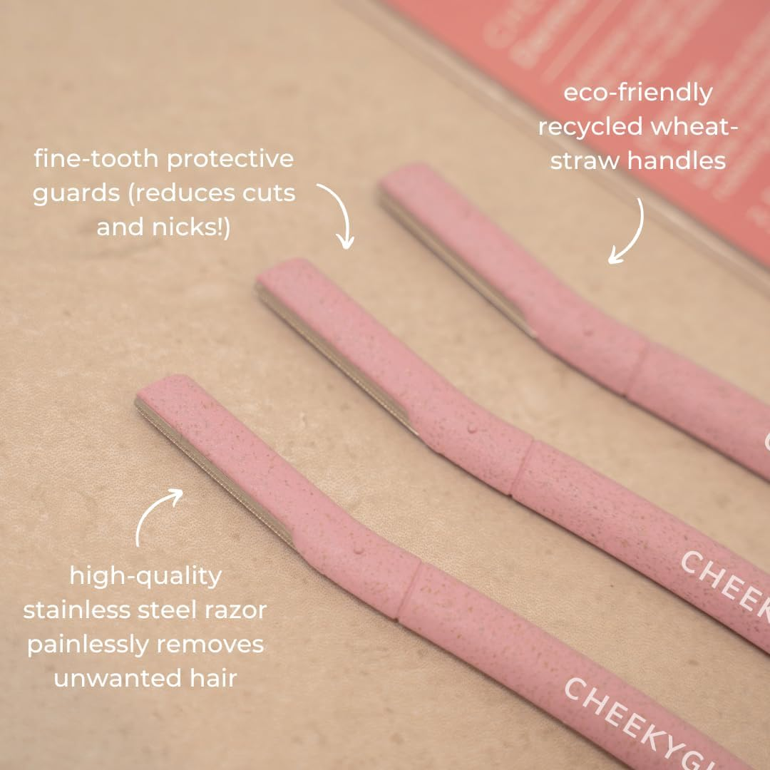 Cheekyglo Dermablade (3-Pack) | Dermaplane Razor | Eyebrow Razor | Face Shaver | Peach Fuzz Removal | Facial Hair Shaver | Stainless Steel Safety Razor | Face Exfoliator | Biodegradable Easy to Use image number 5