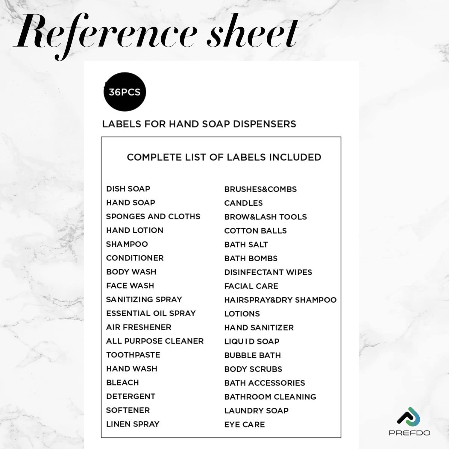 36 PCS Printed Label Stickers for Bottles, Prefdo Waterproof Minimalist Farmhouse Labels for Bathroom Kitchen Hand Soap Shampoo Conditioner Lotion Dispenser Bottles Containers(Black) image number 2