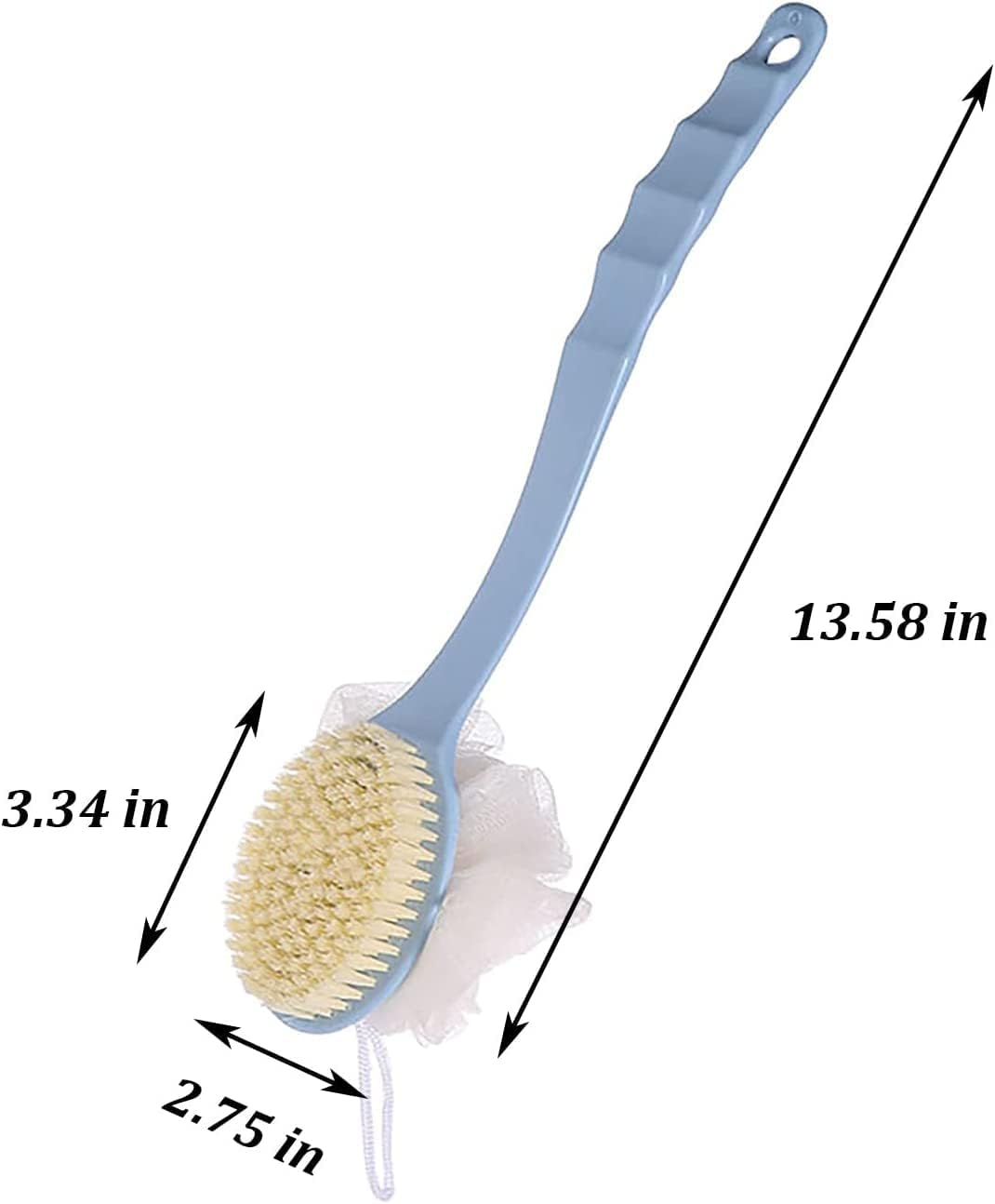 Back Scrubber for Shower,2 in 1 Bath Body Brush with Bristles and Loofah for Men and Women Massage Body Skin Exfoliating Bat (Blue(1Pc)) - Pink image number 3