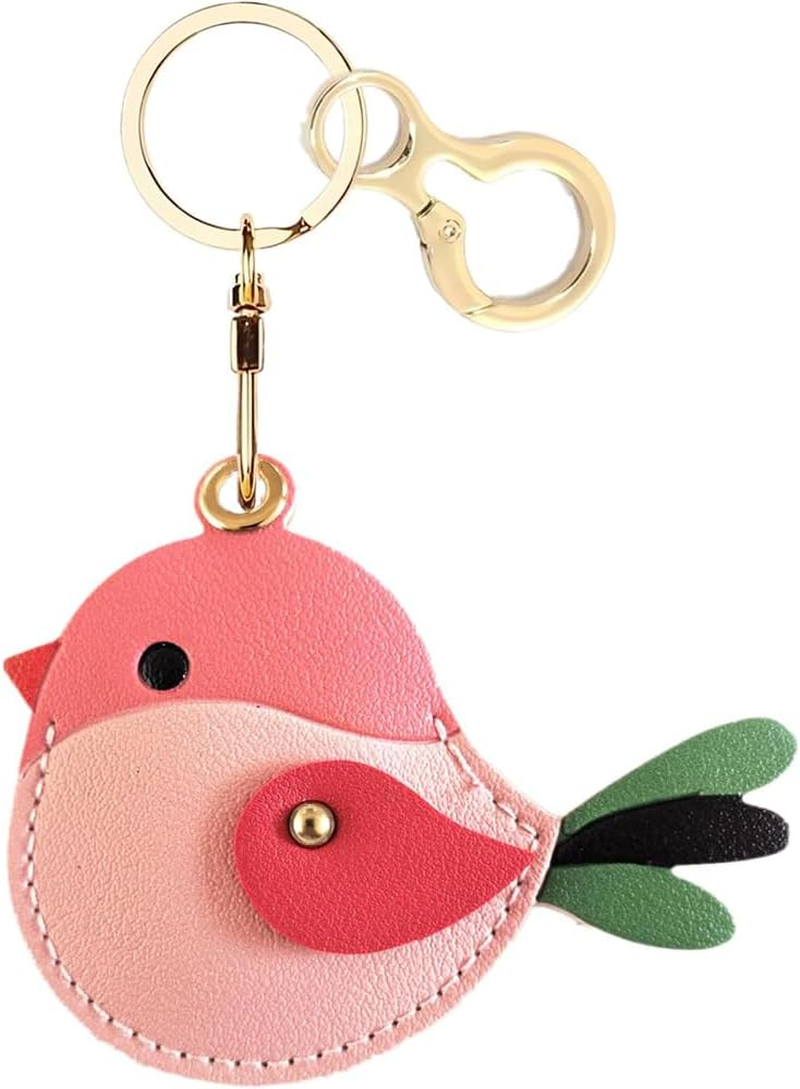 Bird Shaped Tracker Keychain, Leather Protective Case with Key Ring for Smart Tags, Anti-Scratch Cover for Pet Tracking and Bag Accessories image number 2