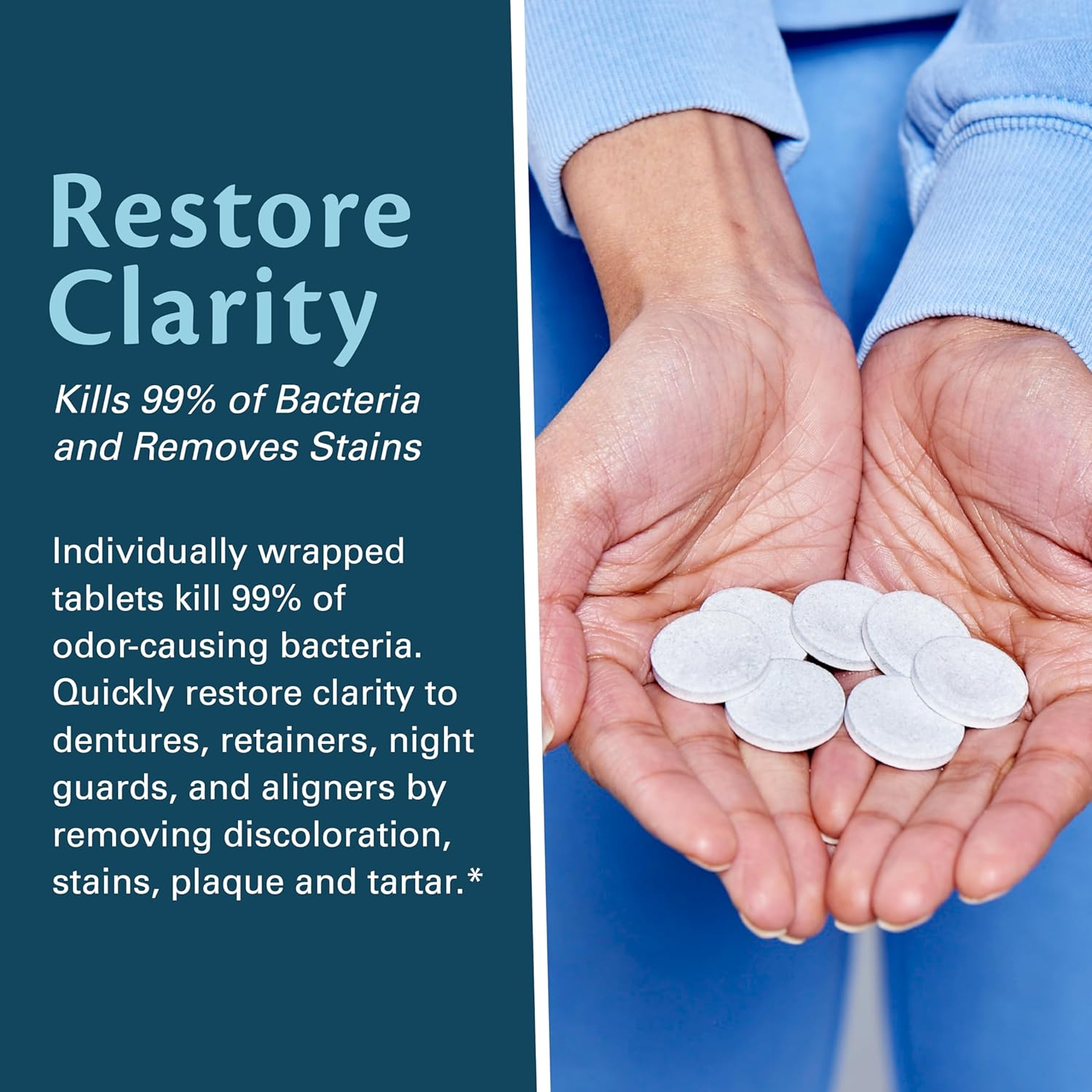 Retainer Cleanser Tablets Cleaner FSA HSA Approved Remove Odors Discoloration Stains and Plaque 2 Month Supply Denture Cleansers Retainers Mouth Guards Denture Bath Mint by M3 Naturals image number 4