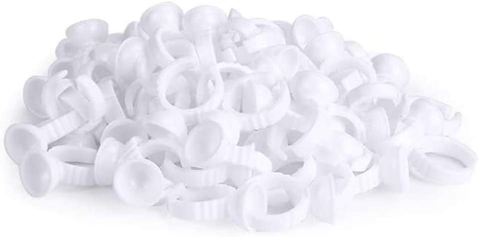 100PCS Disposable Plastic Tattoo Pigment Rings, Nail Art Eyelash Extension Glue Rings Cups Holder image number 2