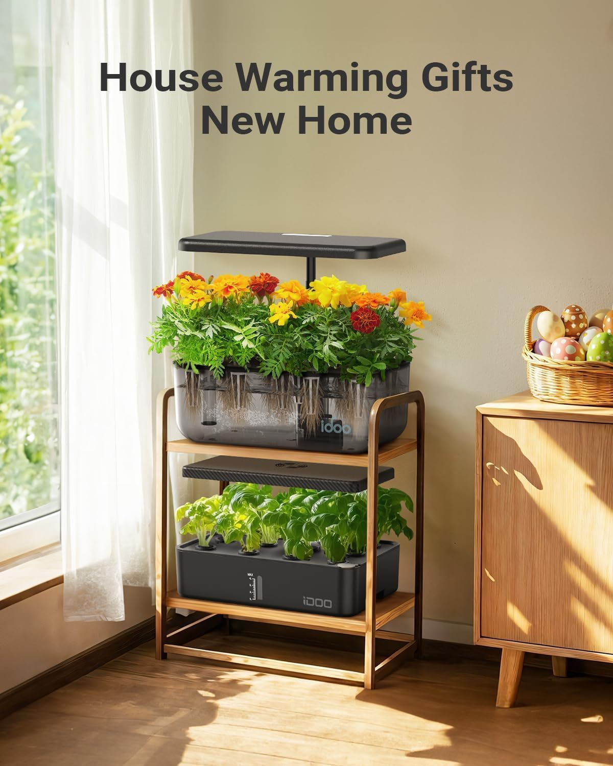 Idoo Hydroponics Growing System,12 Pods Indoor Herb Garden Kit with Grow Light, 5 L Transparent Water Tank, Automatic Timer Germination Kit, Two Modes, Height Adjustable, Pump System image number 1