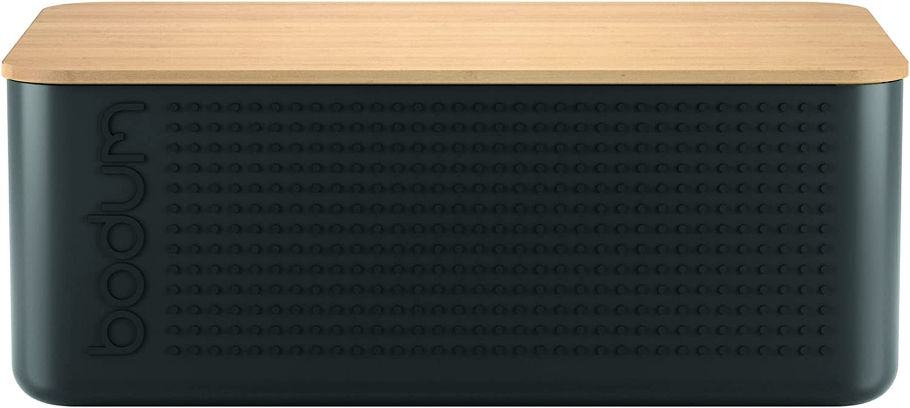 Bodum Bread Box with Cutting Board, Black, 11555-01, Large