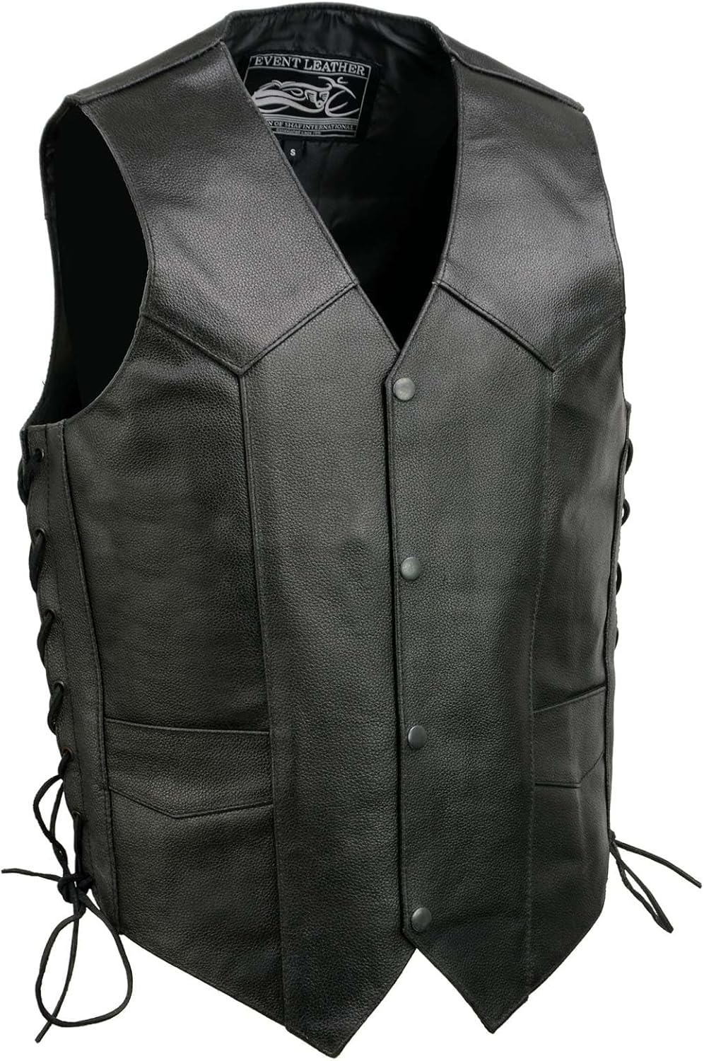Event Leather EL5315 Black Motorcycle Leather Vest for Men W/Side Lace- Riding Club Adult Motorcycle Vests - 2X-Large image number 6