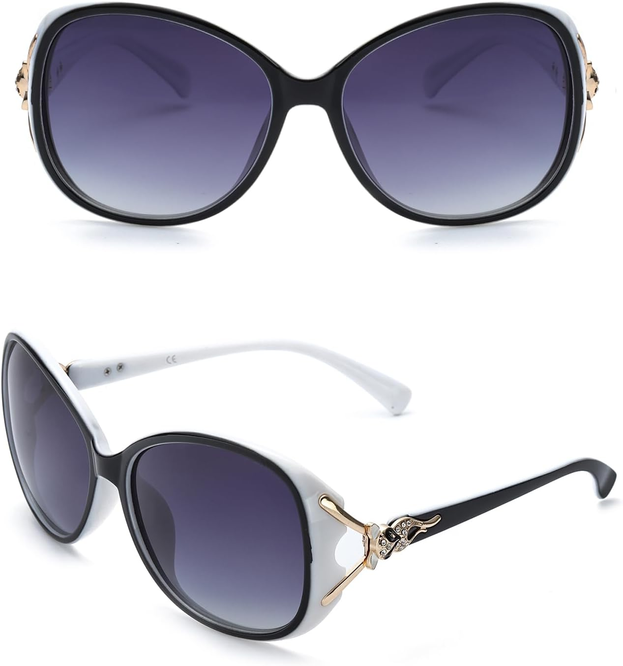 FIMILU Classic Oversized Sunglasses for Women, HD Polarized Lenses 100% UV400 Protection Fashion Retro Eyewear - A0 Floral Frame/Polarized Gradient Grey Lens image number 6