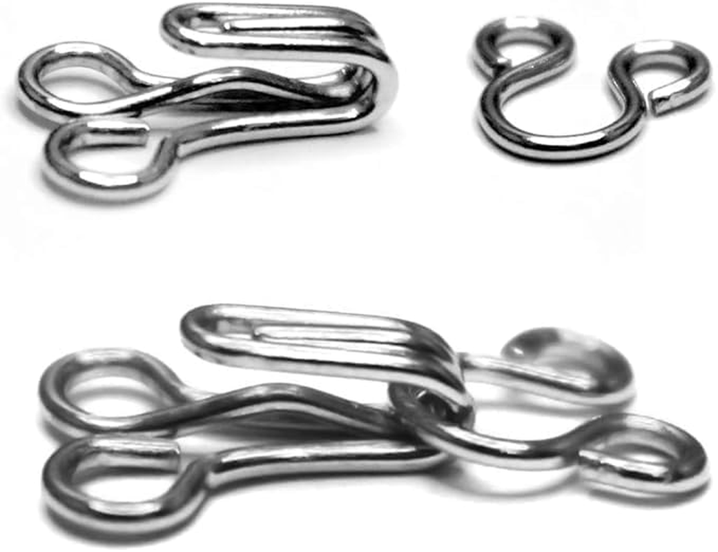 Bra Hooks,102 Set Hook and Eye Latch for Clothing,Strong Metal Bra Hooks Eyes Black and Silver, 3 Sizes, 12.5/15/17Mm, Silver/Black image number 4