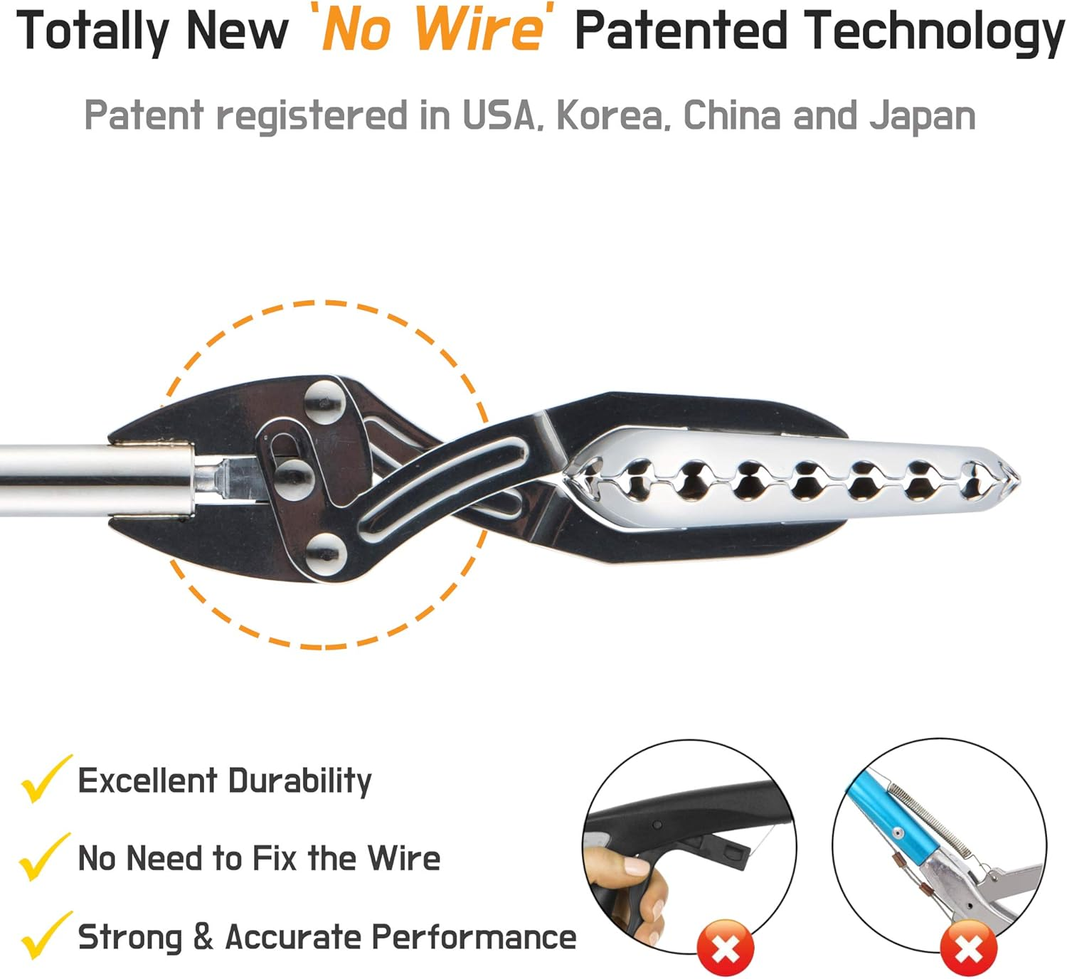 FTH All Stainless Steel Grabber Reacher Pickup Tool Heavy Duty Trash Picker Snake Tongs image number 1