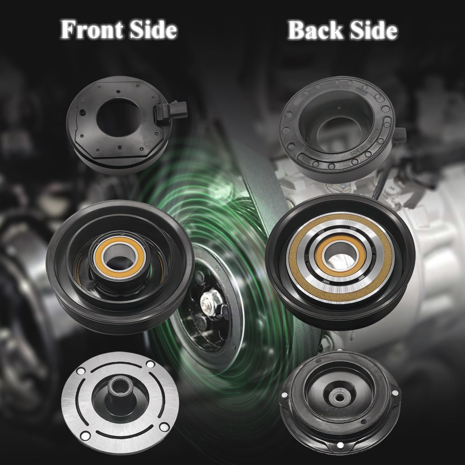 A/C Compressor Clutch Assembly Kit Plate Pulley Bearing Coil 1883 Replacement for 2008-2012 Honda Accord 6CYL 3.5L, AC Air Conditioning Compressor Clutch Coil Auto Repair Kit image number 1