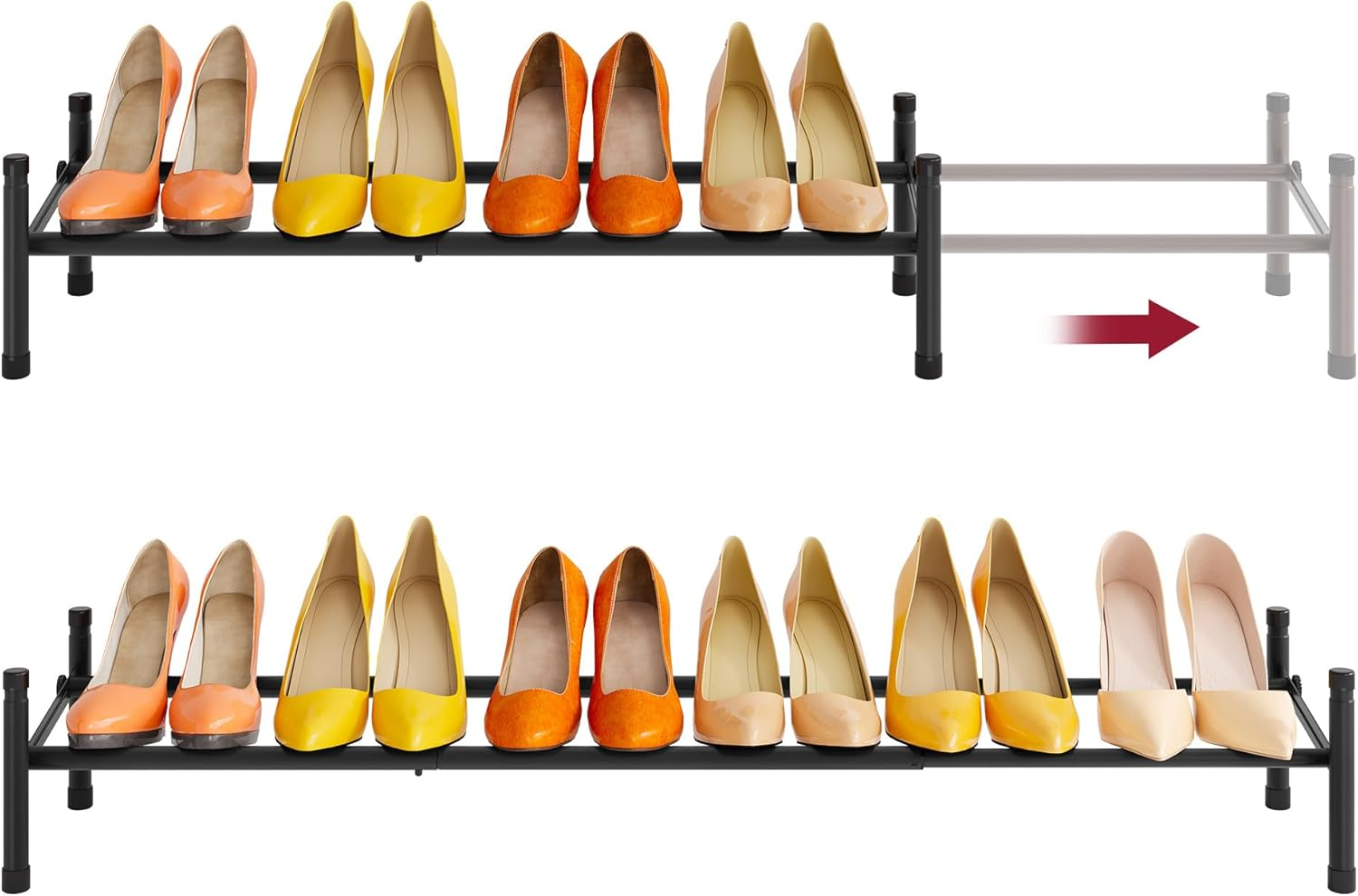 Tajsoon Expandable Shoe Rack for Closet 3 Tier, 28&ldquo;-41&ldquo;Adjustable & Stackable Shoe Shelf Storage, Metal Shoe Rack Organizer for Front Door Entrance, Closet, Garage, Entryway, White