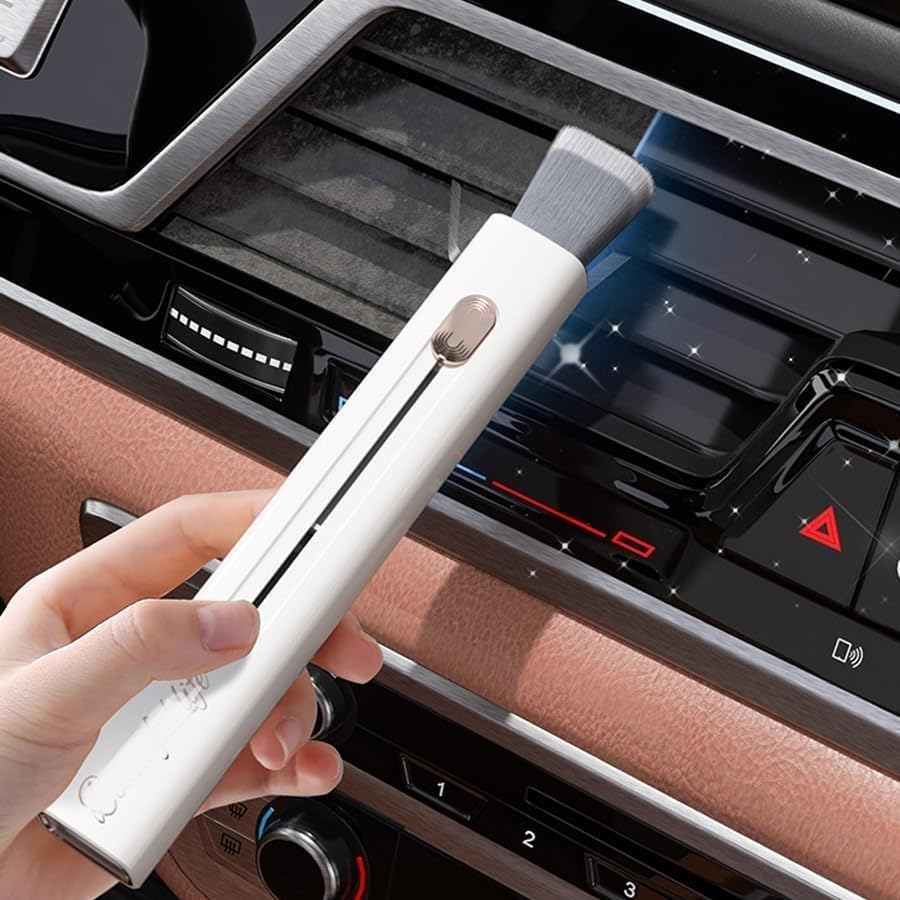 Car Vent Cleaner Car Duster Automotive Air Conditioner Clean Brush Double Head Mini Duster for Car Air Vent Keyboard Window Leaves Blinds Shutter Glasses Fan (White, One Size) image number 4
