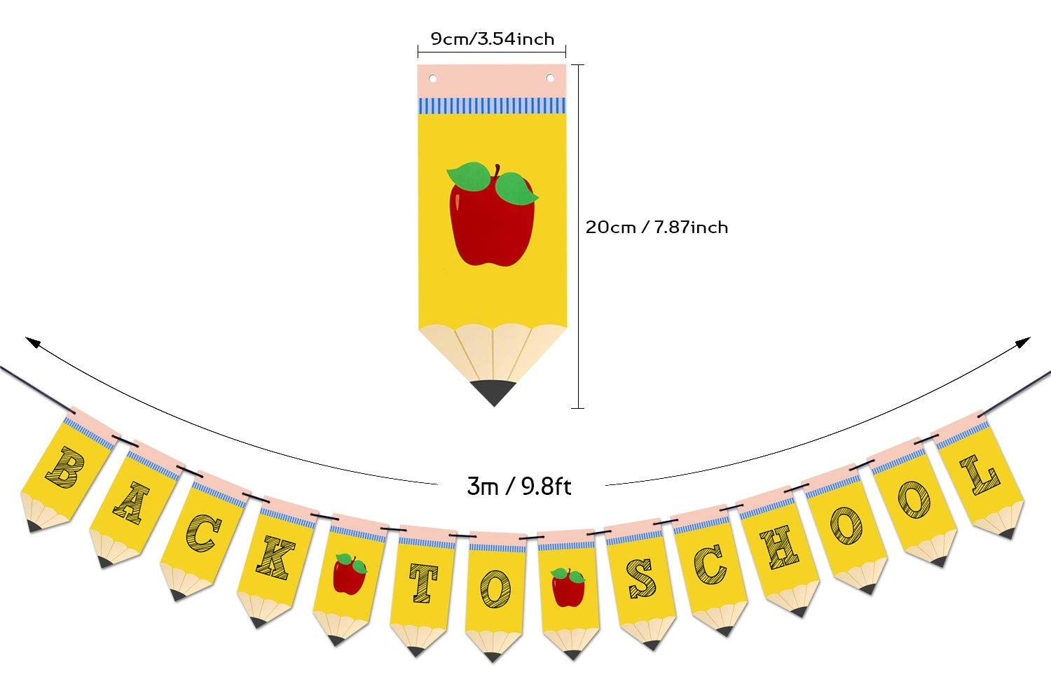 Back to School Pencil Banner - First Day of School Banner - Back to School Banner - Classroom Decor - Teacher Banner - Back to School Party Decorations image number 3