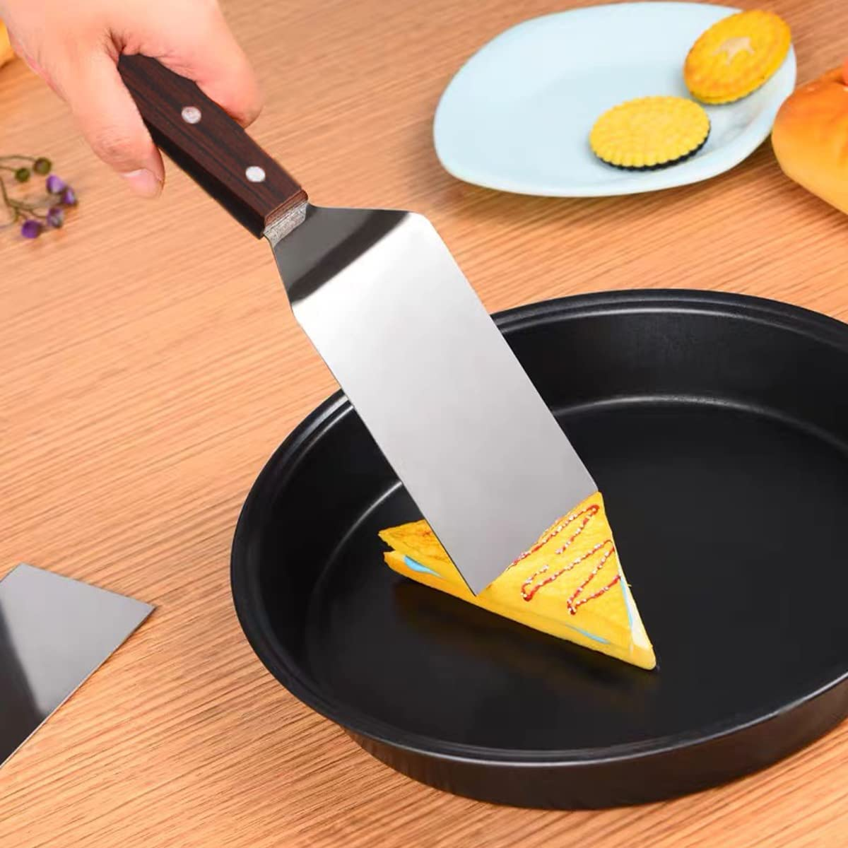 Metal Spatula for Cast Iron Skillet Grill Stainless Steel Spatula for Burger, Fish Turner Griddle Spatula, Spachulas Egg Flipper, Flat Top Metal Spatula for Cooking BBQ image number 6