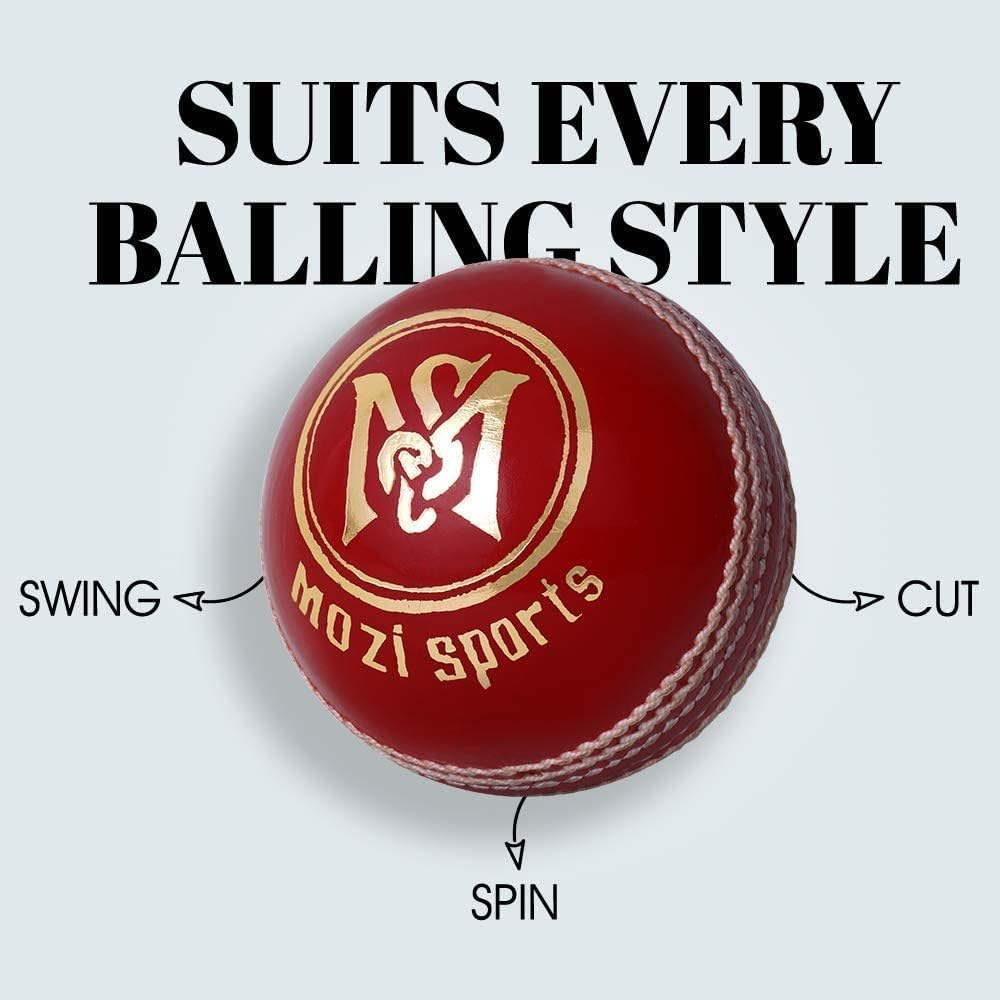 Mozi Sports&reg; Leather Cricket Ball Senior Hand Stitched Match Quality Balls Weight 5.50Oz