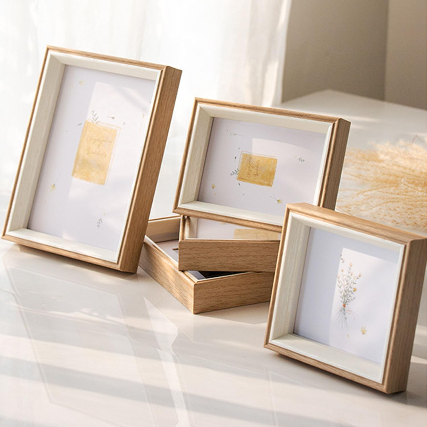 3 Pcs 6X6 Inch Square Deep Photo Frames with Angle Bracket, Picture Frames for Home Office Decoration image number 4