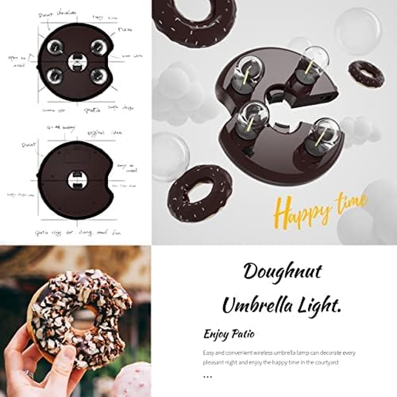 Patio 2 Packs Umbrella Light with LED Edison Bulbs, Battery Operation Cordless-Outdoor Umbrella Pole Lights with 2 Lighting Modes for Garden，Patio, Backyard, Camping or BBQ - Brown image number 4