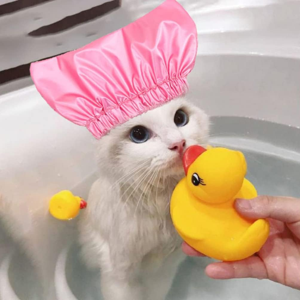 STOBOK Pet Shower Cap Cat Shower Supply Dog Bath Cap Waterproof Cat Cap Overhanging Pet Bath Head Cap for Cat Kitten Shower Cap Bath Ear Covers Pet Shower Hat